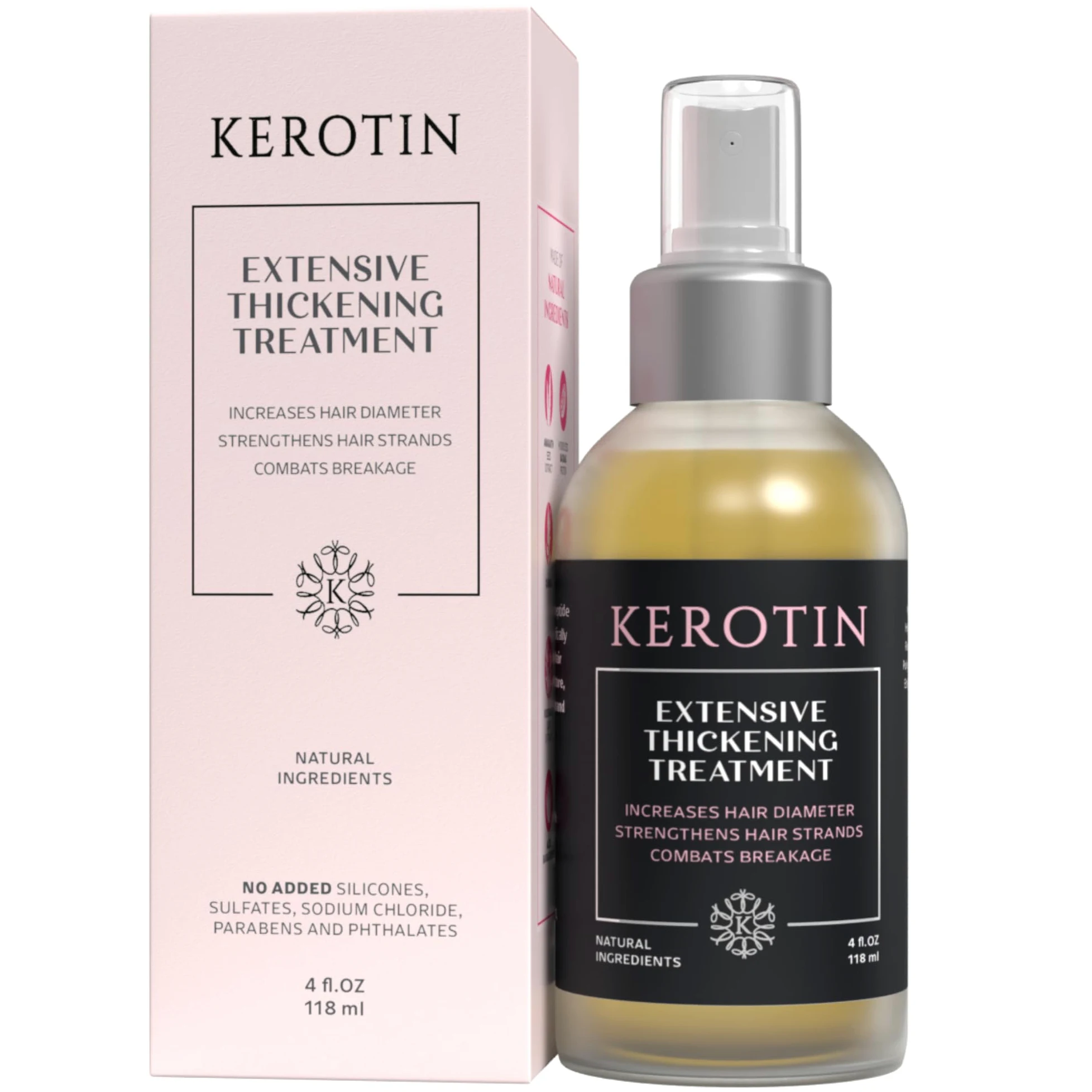 Tratamiento de querotina para cabello fino y fino – Spray para engrosamiento del cabello I refuerzo del diámetro del cabello y protección contra el calor. Totalmente natural, crueldad y alcohol