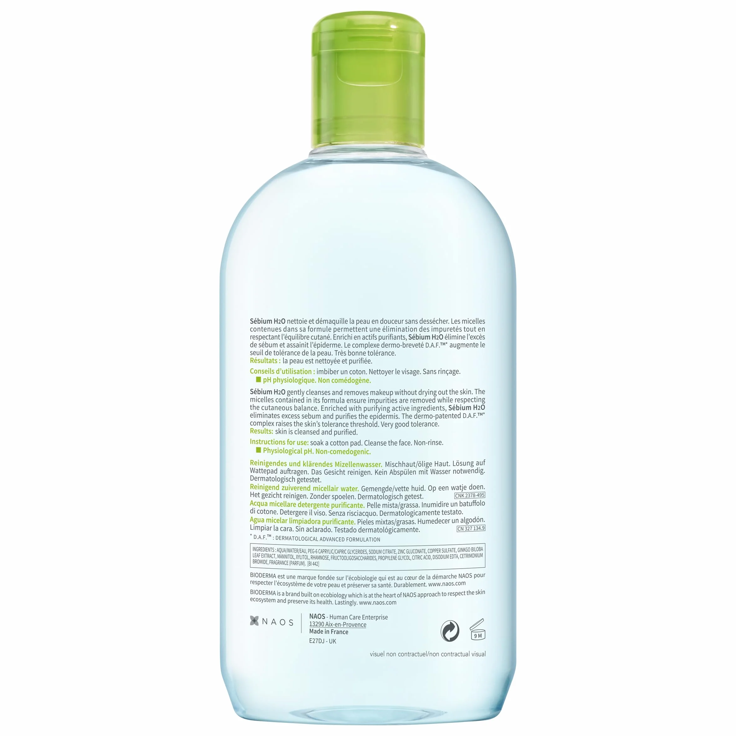 BIODERMA Sébium H2O Agua Micelar Dermatológica 500 ml