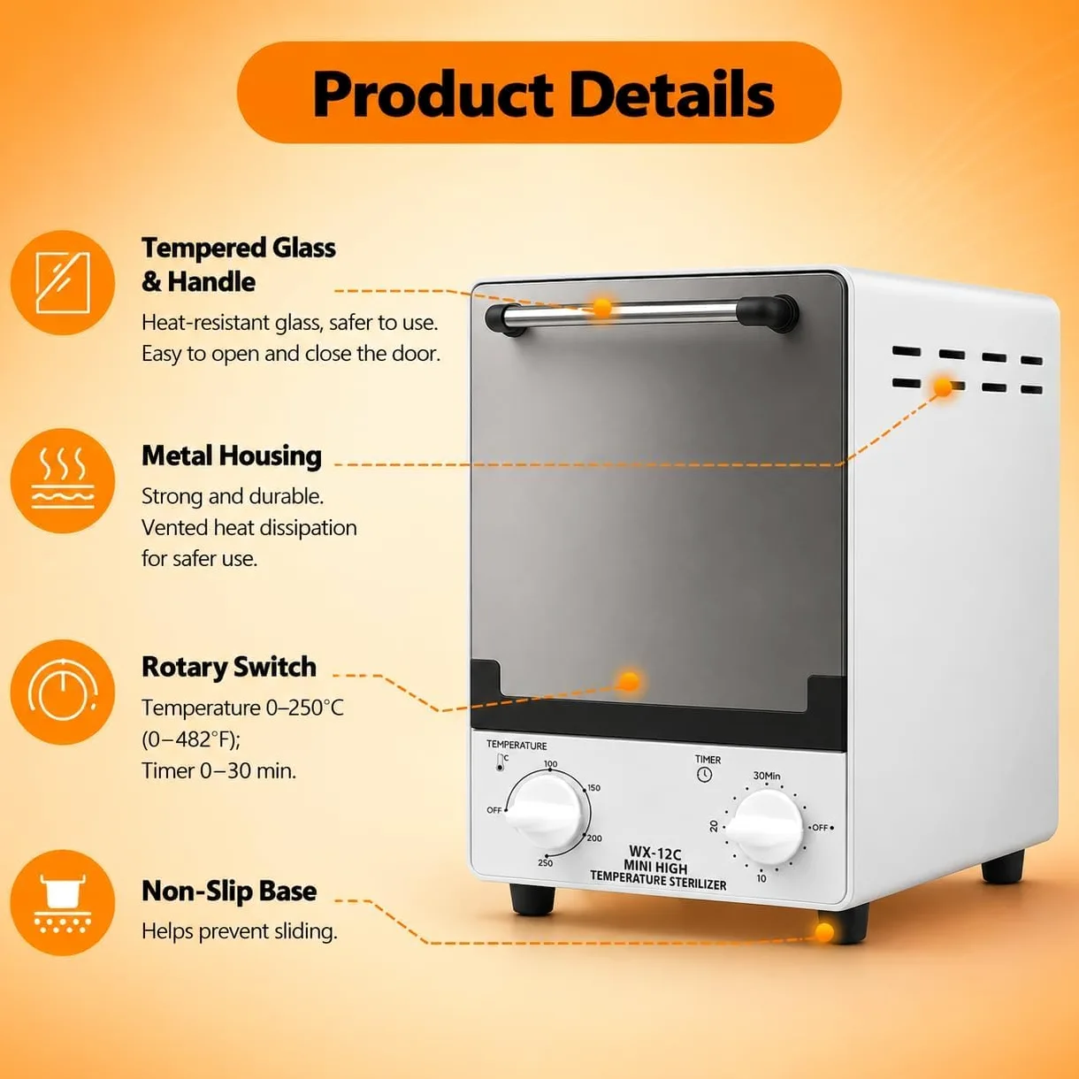 Esterilizador autoclave infrarrojo de 12 L con control de tiempo y temperatura ajustable, esterilizador de vapor de alta temperatura para herramientas de uñas y belleza, adecuado para salones de uñas
