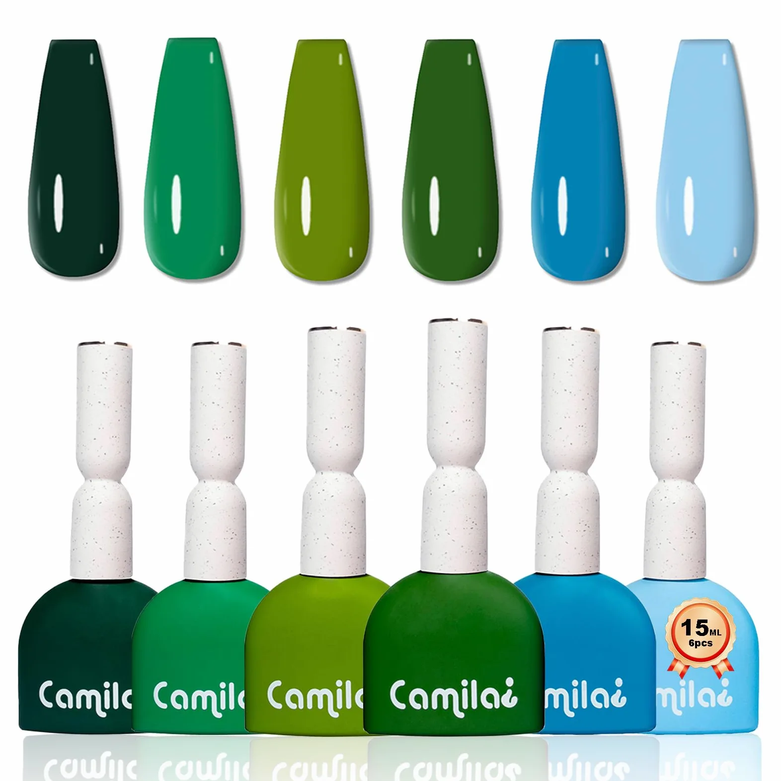 Camila ¿Esmalte semipermanente para uñas 6 colores, set de sal marina estilo bosque, gel para uñas con fototerapia UV LED, manicura profesional de salón 15ML(camilaE)