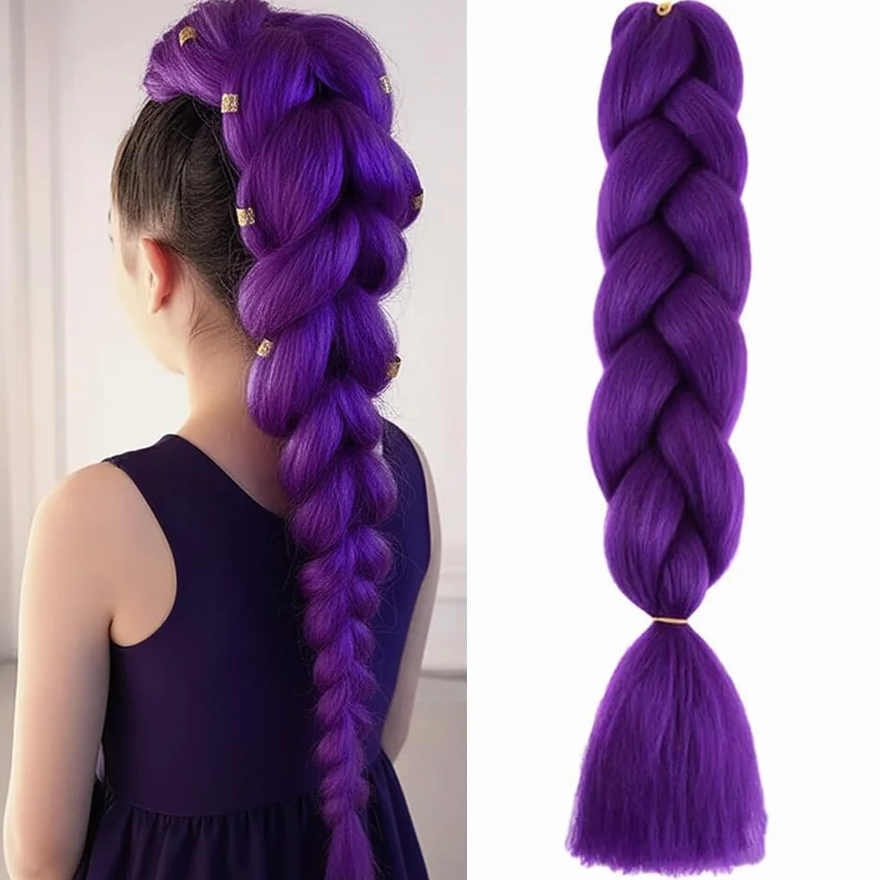 Violeta Oscuro Extension Per Treccine Africane 24" Ombre Jumbo Treccia Capelli Fibra Sintetica Crochet Twist