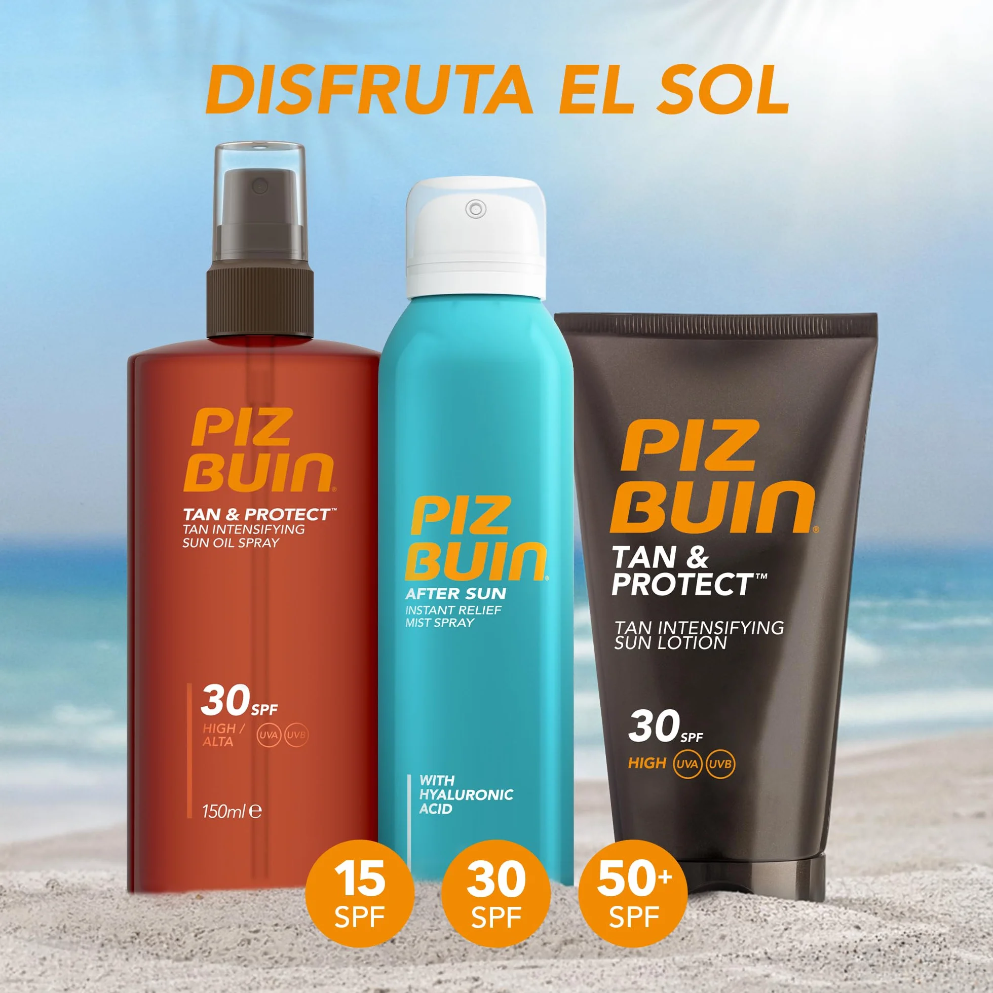 Piz Buin Tan & Protect Aceite Bronceador en Spray SPF 30 150 ml Protector Solar UVA/UVB Bronceado Natural