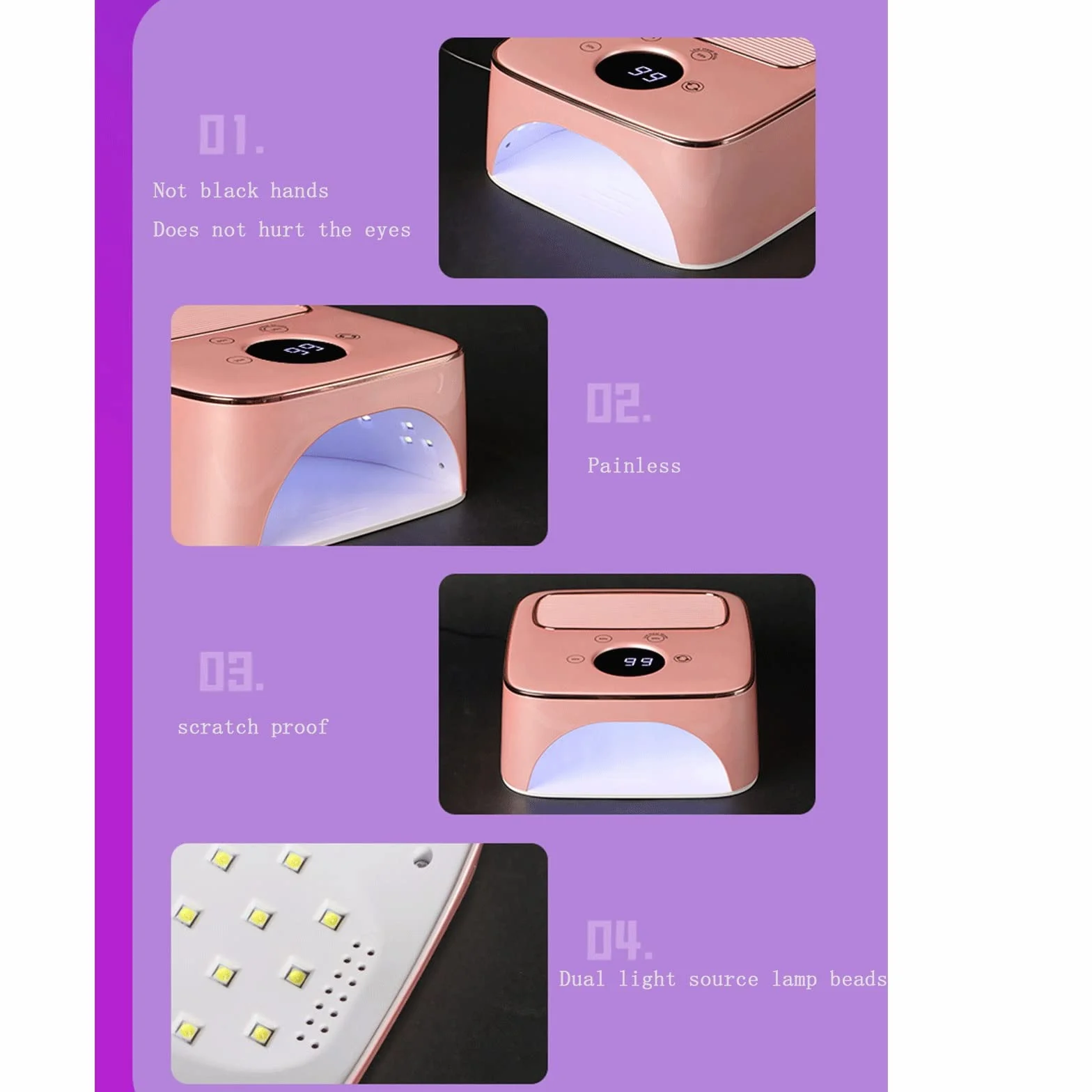 48W Lámpara LED Uñas,36 LED/UV Gel Esmalte de Uñas Curado Luz Máquina con 3 Temporizador y Pantalla LCD para Manicura/Pedicure Nail Art en el Hogar y el Salón