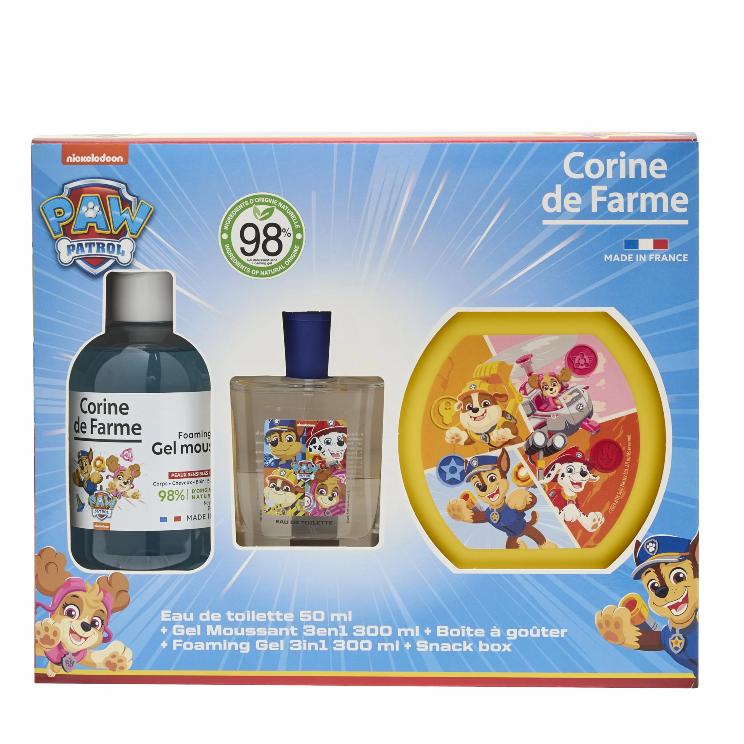 Set de Regalo La Patrulla Canina Corine de Farme para Niños Colonia 50ml Gel Ducha 3en1 300ml Fiambrera