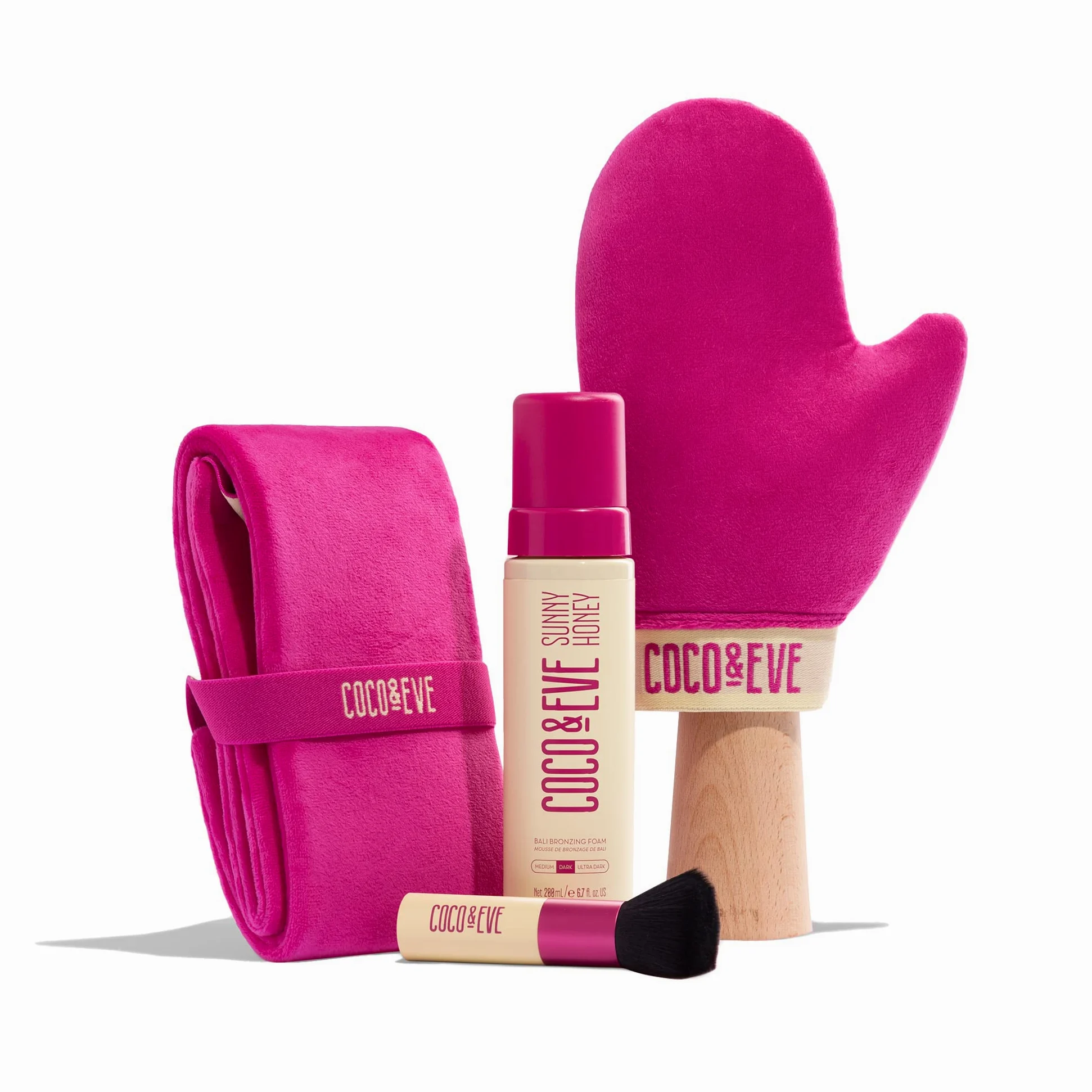 Juego de autobronceador Coco & Eve Bali Bae (medio). Espuma bronceadora natural sin sol. Loción autobronceadora instantánea con bronceador