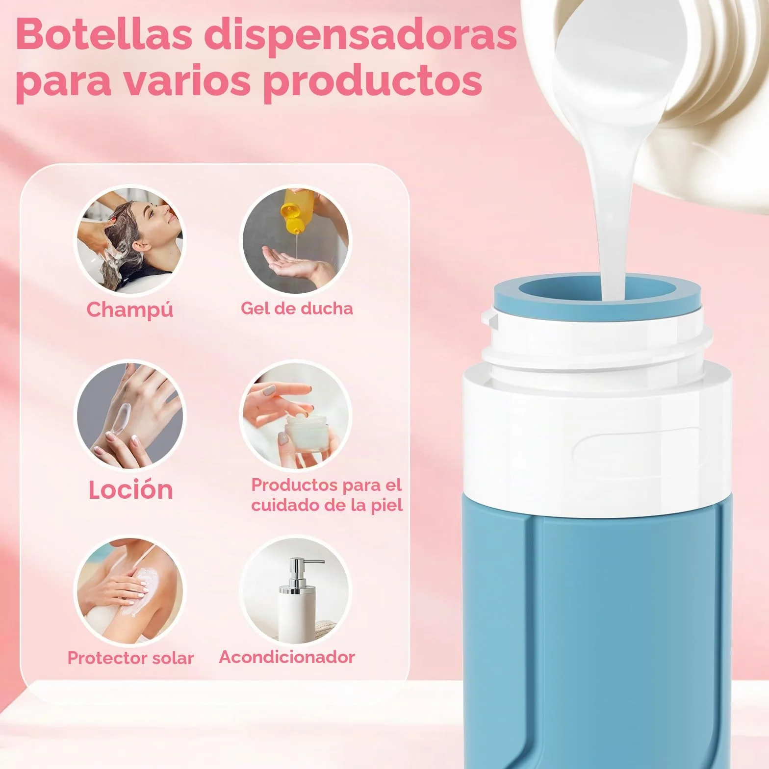 Alyvisun Juego de 14 Botes Viaje Rellenables Silicona, Botellas 100 ml y Tarros 30 ml a Prueba de Fugas