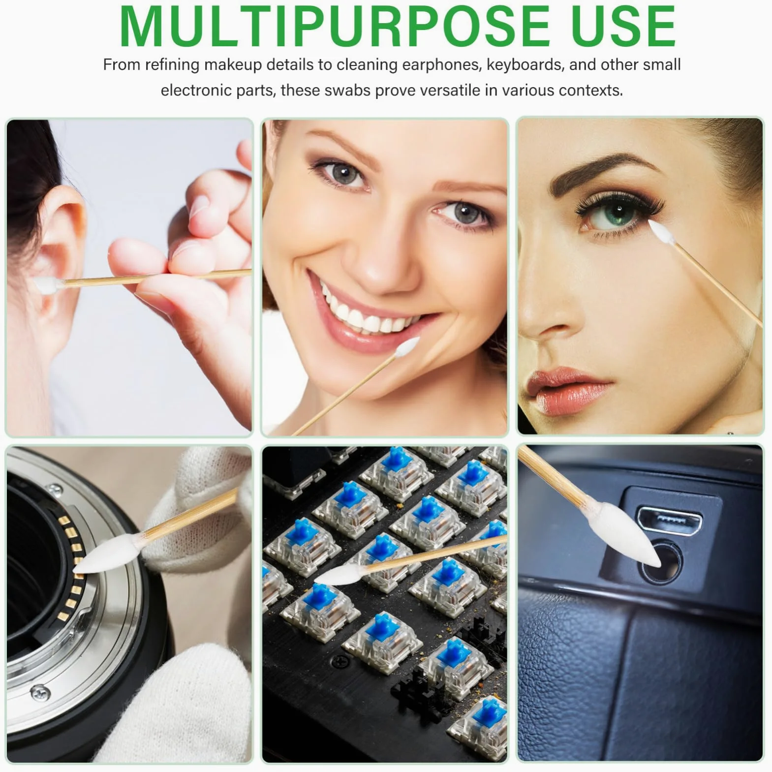 5 Series Bastoncillos De Algodón De Precisión Hisopos Eliminación Baño Palos Aplicadores De Maquillaje Herramientas De Limpieza De Auriculares Madera 500 Piezas X 5