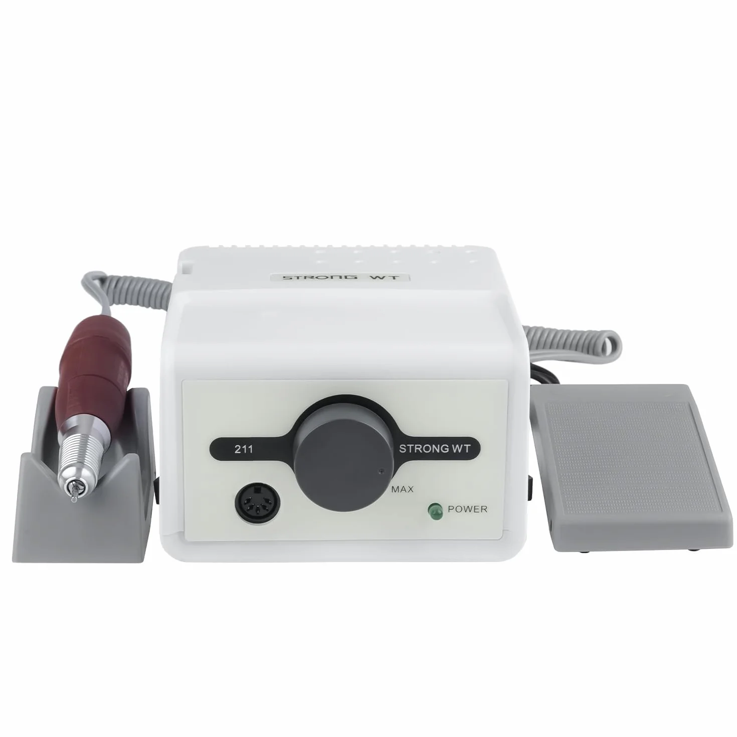 65W Strong Max 211 - Taladros eléctricos de lima de uñas para uñas acrílicas, 35000 rpm, 120 herramientas de manicura rojas, equipo de laboratorio