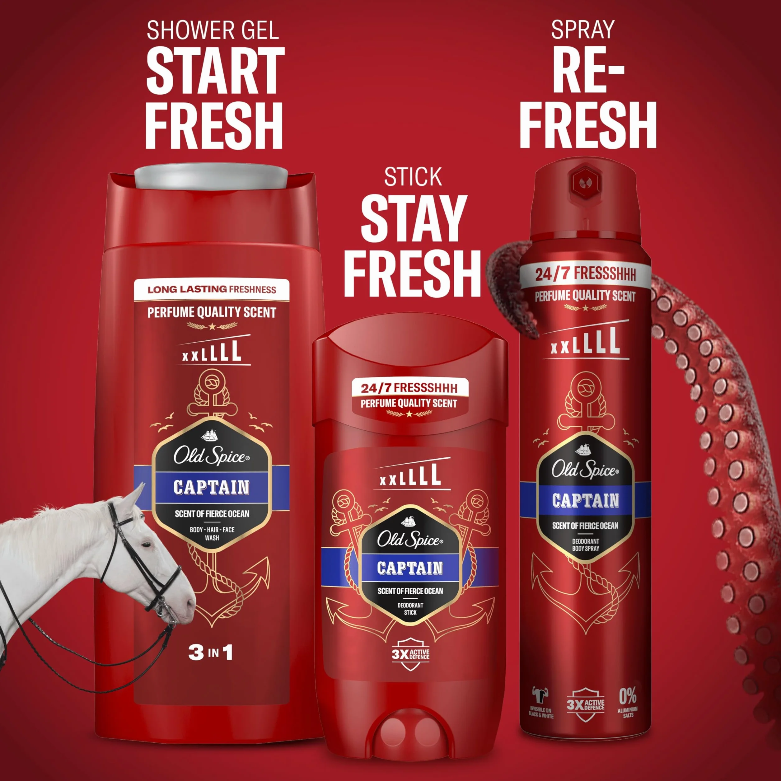 Old Spice Captain Desodorante En Barra Para Hombres 85 ml, Fresco 24 Horas, Protección Contra El Mal Olor