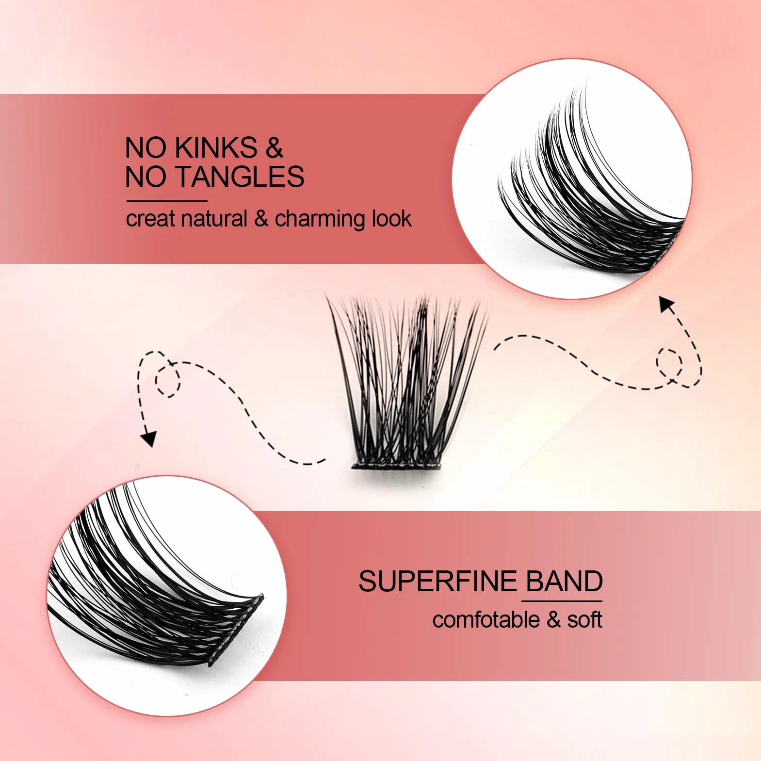 FADVAN DIY Eyelash Extension 0.07D Curl 8-16mm Individual Cluster False Lashes Natural Look