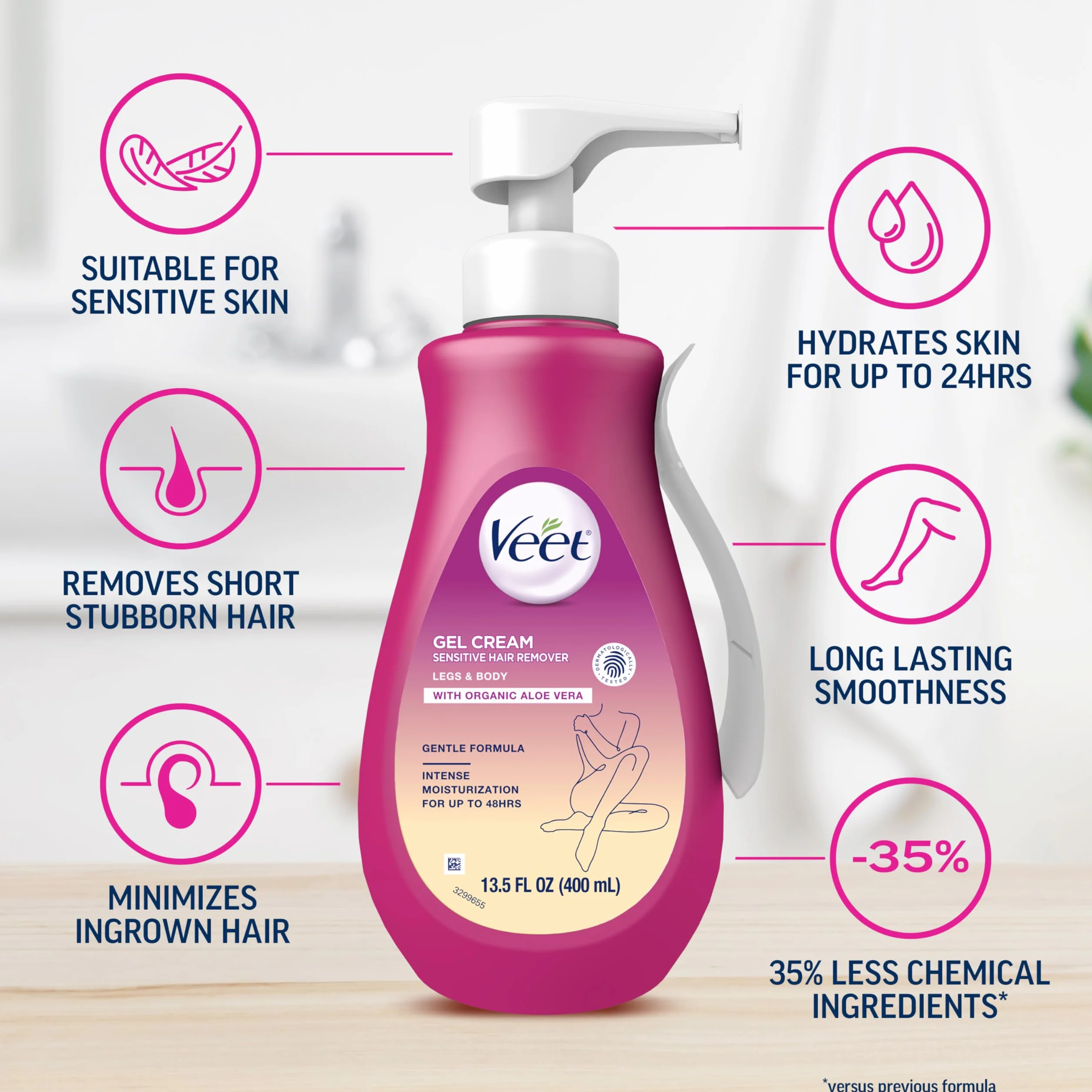 Veet Gel Hair Remover Cream Sensitive Formula 13.5 oz