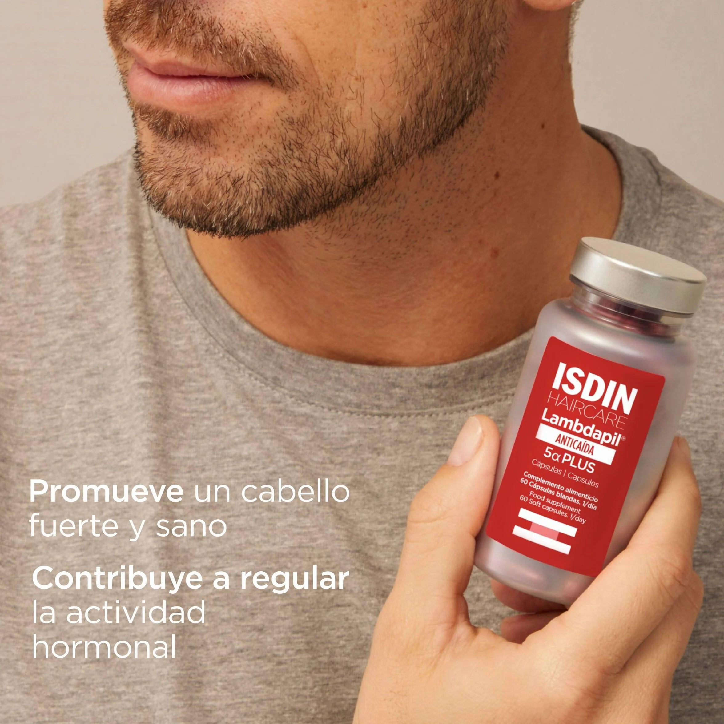 ISDIN Lambdapil 5 Alfa Plus Cápsulas Anticaída del Cabello con Zinc Biotina Serenoa repens Vitaminas Grupo B