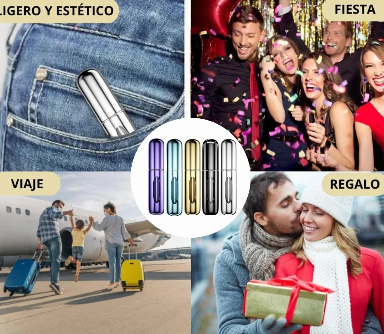 Atomizador Perfume Recargable 5ML, Mini Botella Rociadora Portátil, Pulverizador Colonia Sin Fugas, 5 PCS