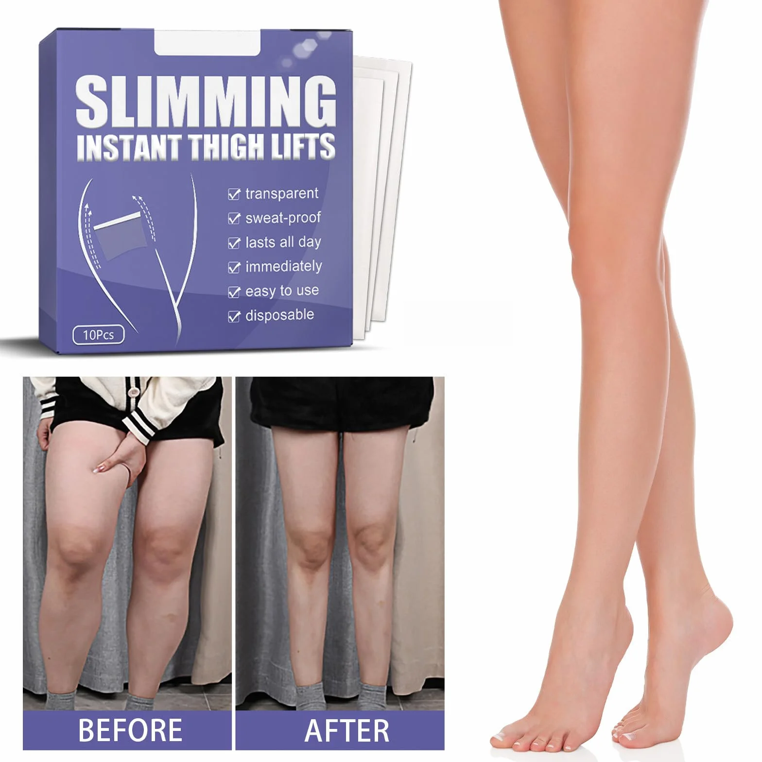 Cinta para Muslos Reafirmante Adelgazante, Parche para Piernas, Celulitis Liso (30 Piezas)