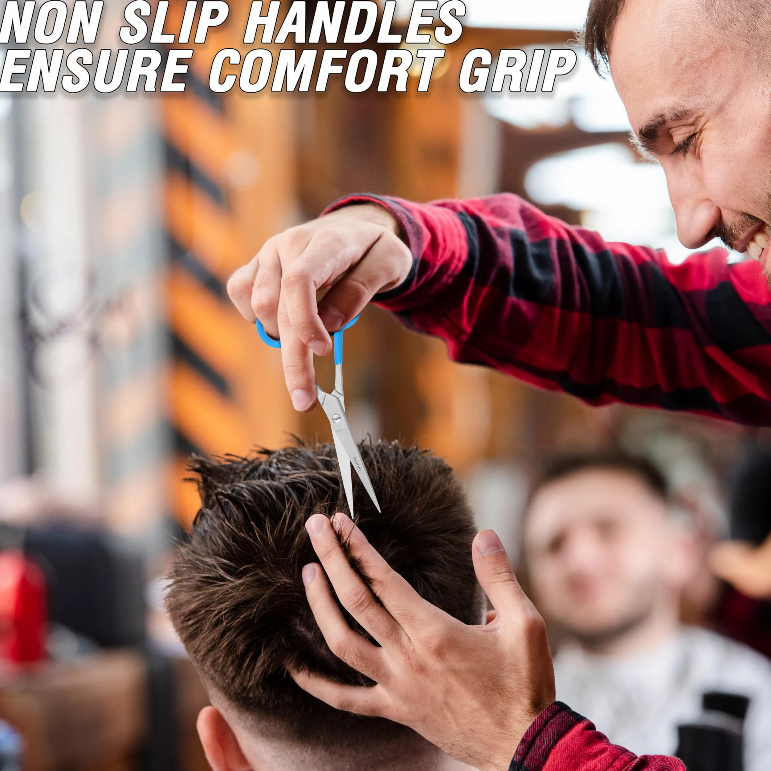 Tijeras de corte de pelo, peluquería, peluquería, peluquería, peluquería, tijeras de acero inoxidable para hombres, mujeres y niños, corte de pelo profesional, súper corte, agarre de PVC, acero
