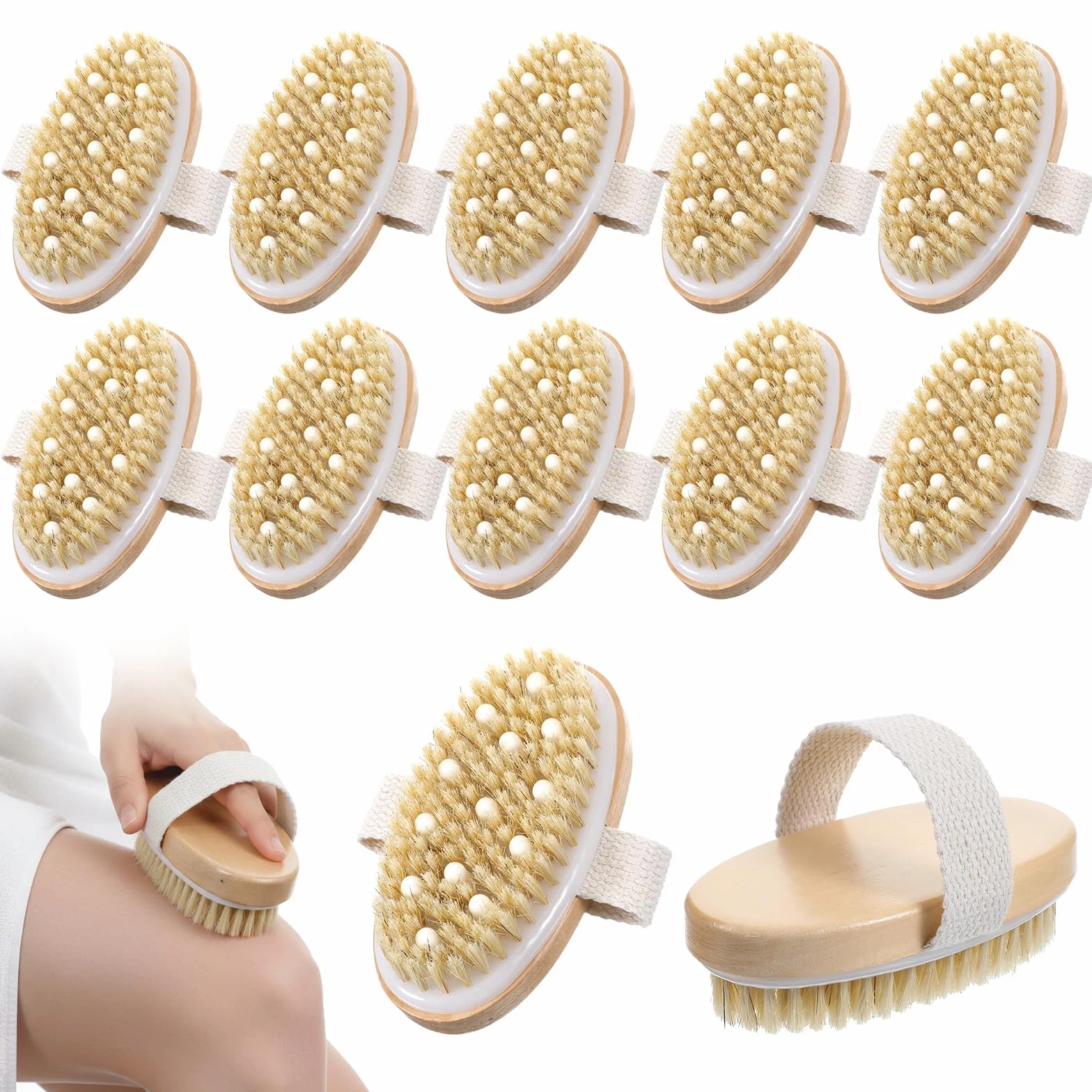 12 cepillos exfoliantes para el cuerpo con nódulos de masaje para piel seca, exfoliante corporal para ducha, baño, mejora la circulación de la espalda, piel muerta, exfoliante de belleza