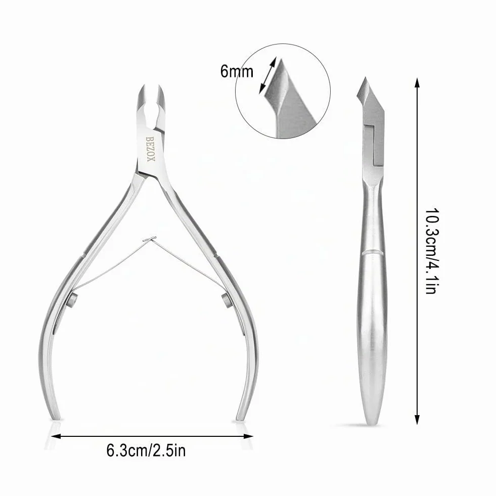 BEZOX Alicate para cutículas de acero inoxidable - cortador y removedor profesional