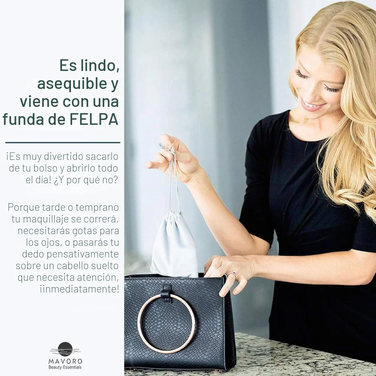 Espejo Compacto con Aumento 1X/10X Doble Cara para Maquillaje de Bolsillo Pequeño (Negro)