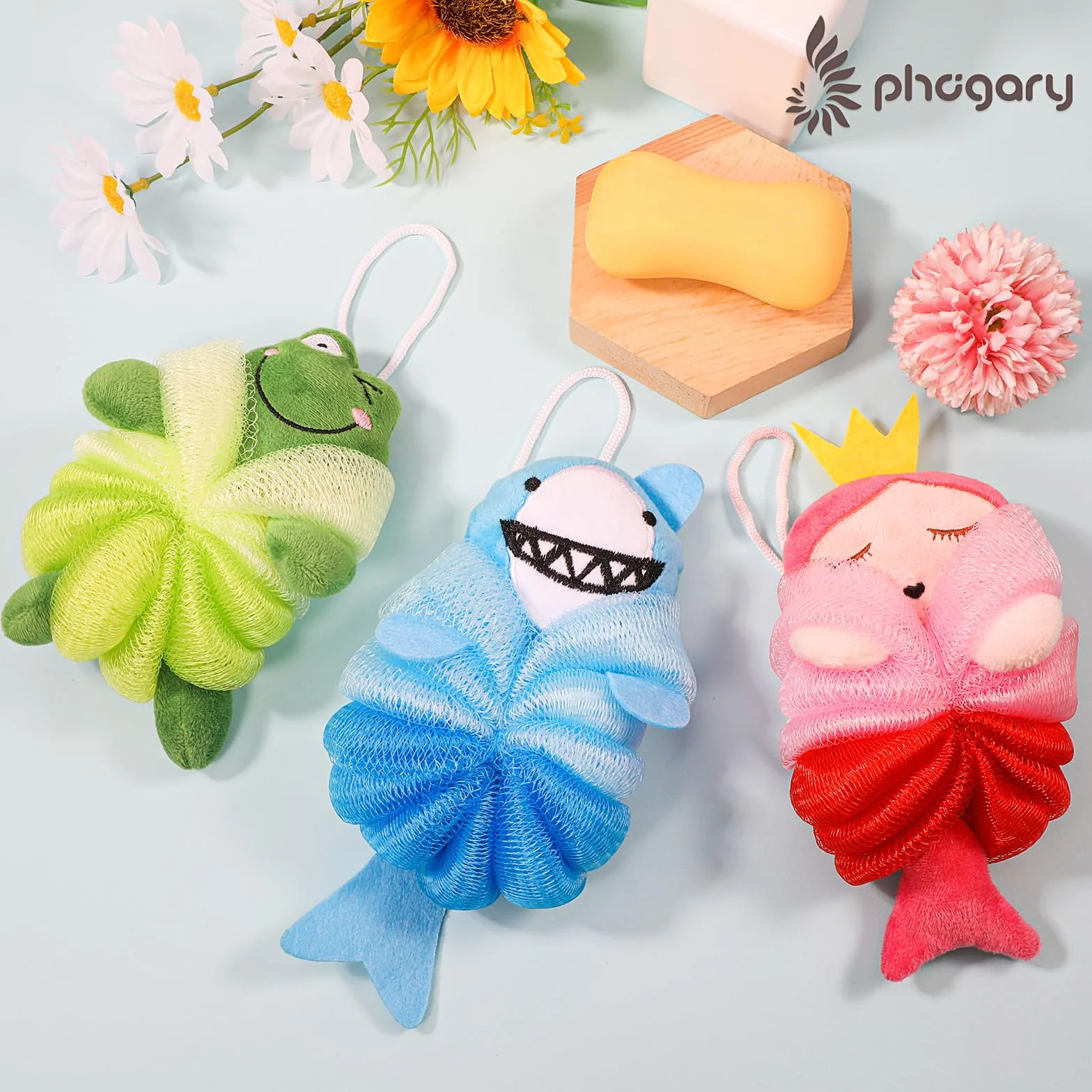 PHOGARY Esponja Baño Niños Animal Forma Luffa Exfoliante Corporal Malla