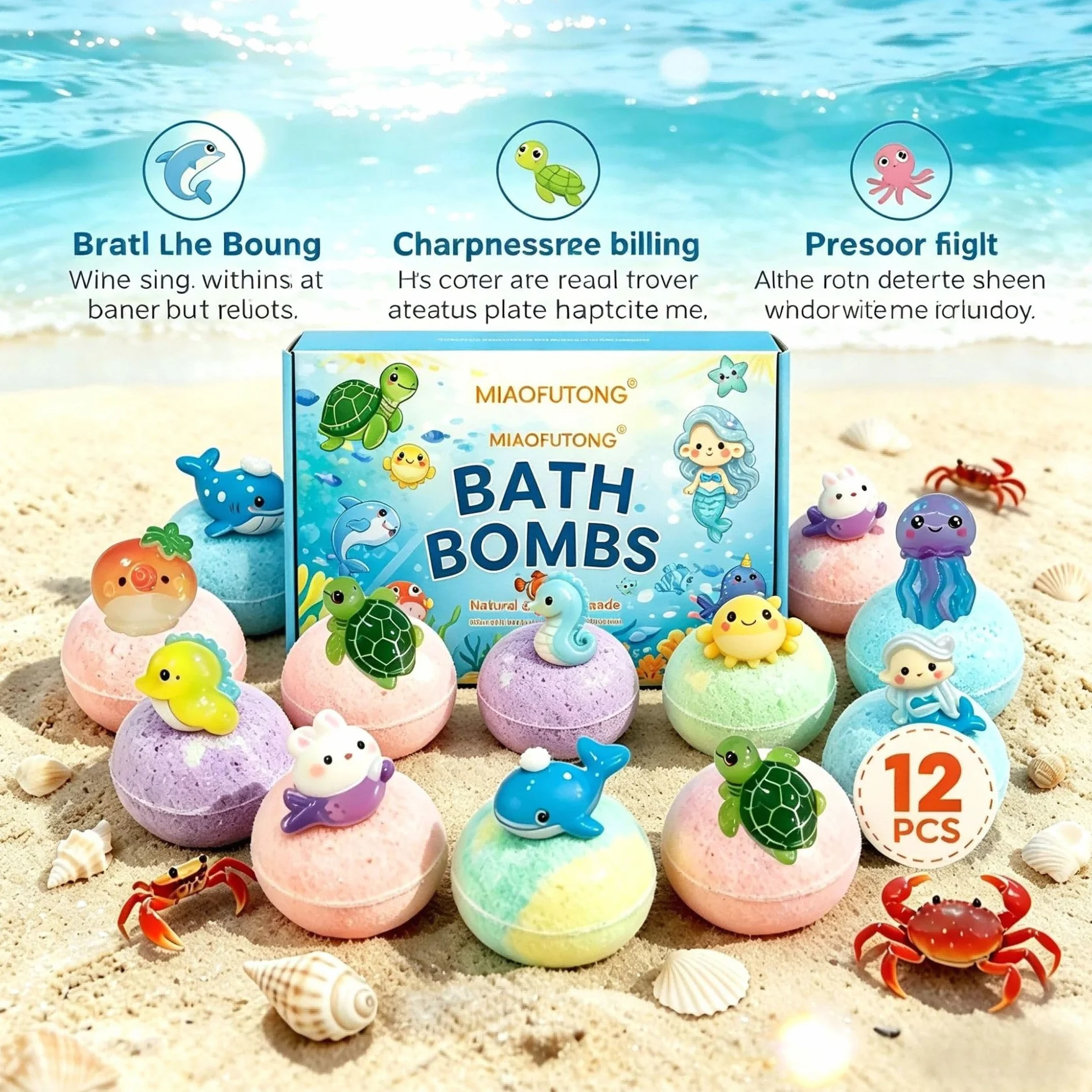 PlayFizz Easter Surprise Bath Bombs,gel De Baño Suave Para Niños, Contiene Juguete Animal Sorpresa (1 Box – 12 Pieces)