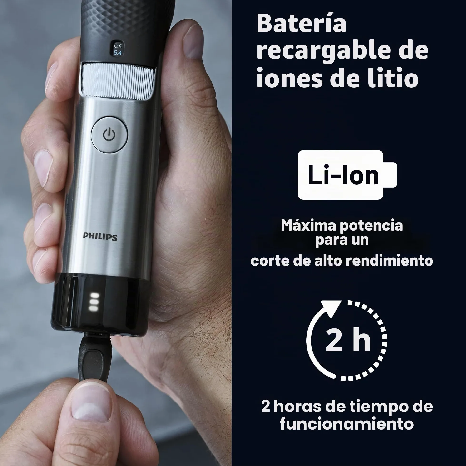 Norelco Philips Series 9000, recortadora de barba y pelo de máxima precisión con tecnología Beard Sense para un corte uniforme, BT9810/40