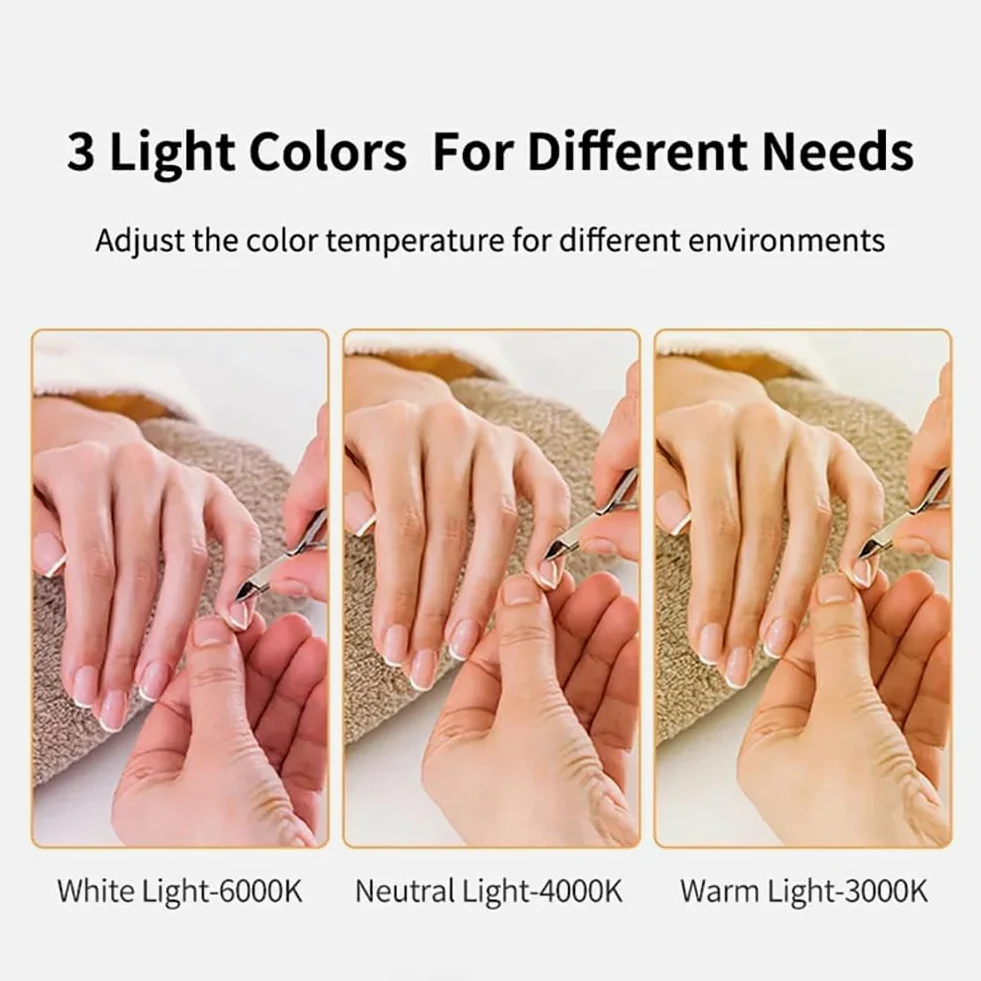 Lámpara De Manicura En Forma De U con Anillo De Arco, Lámpara De Media Luna Led con Atenuación Continua, Lámpara De Pestañas Led De Media Luna De 35 W, Luz De Esteticista Regu, White