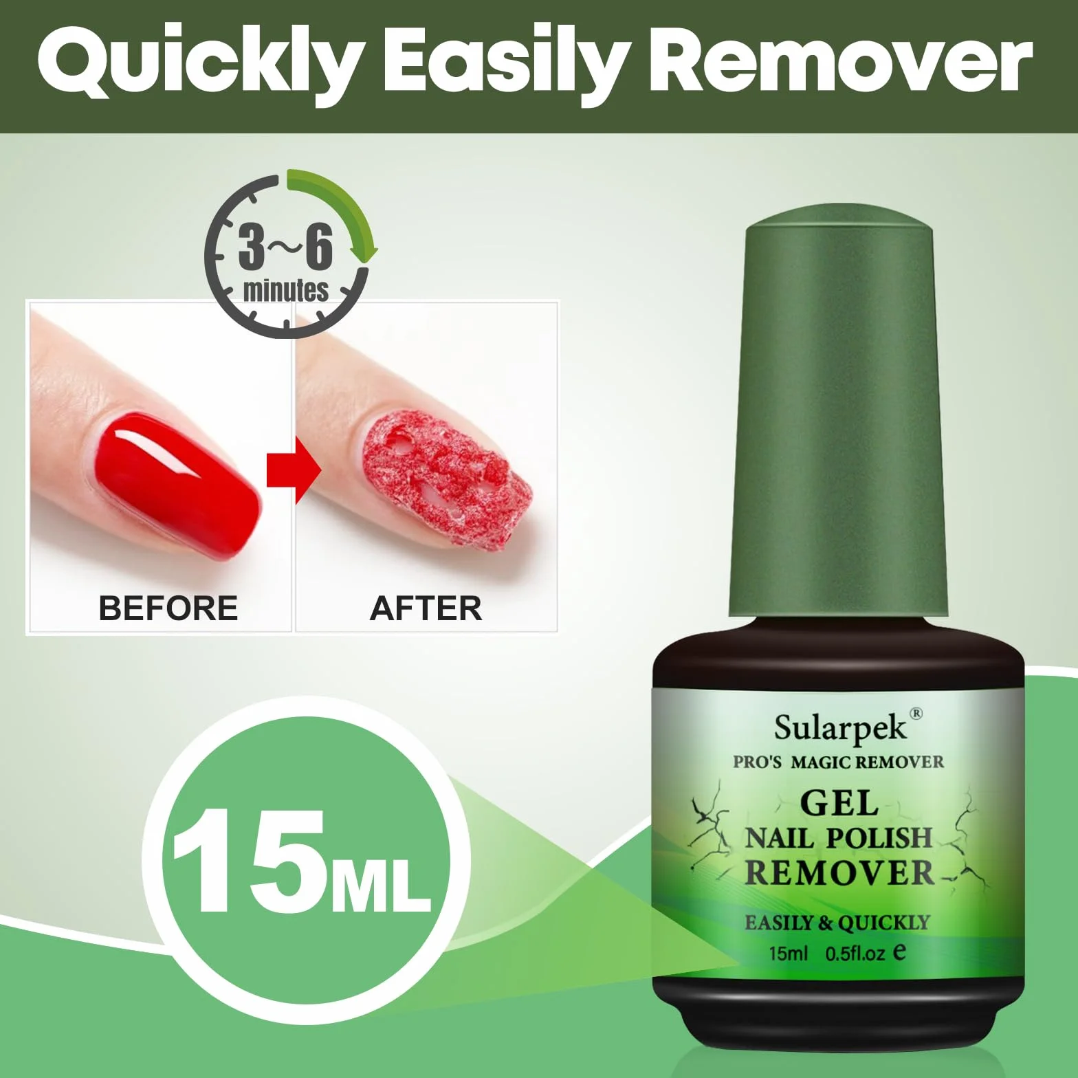 Sularpek Removedor Esmalte Permanente, Quita Esmalte Semipermanentes Uñas, Gel Nail Polish Remover Set
