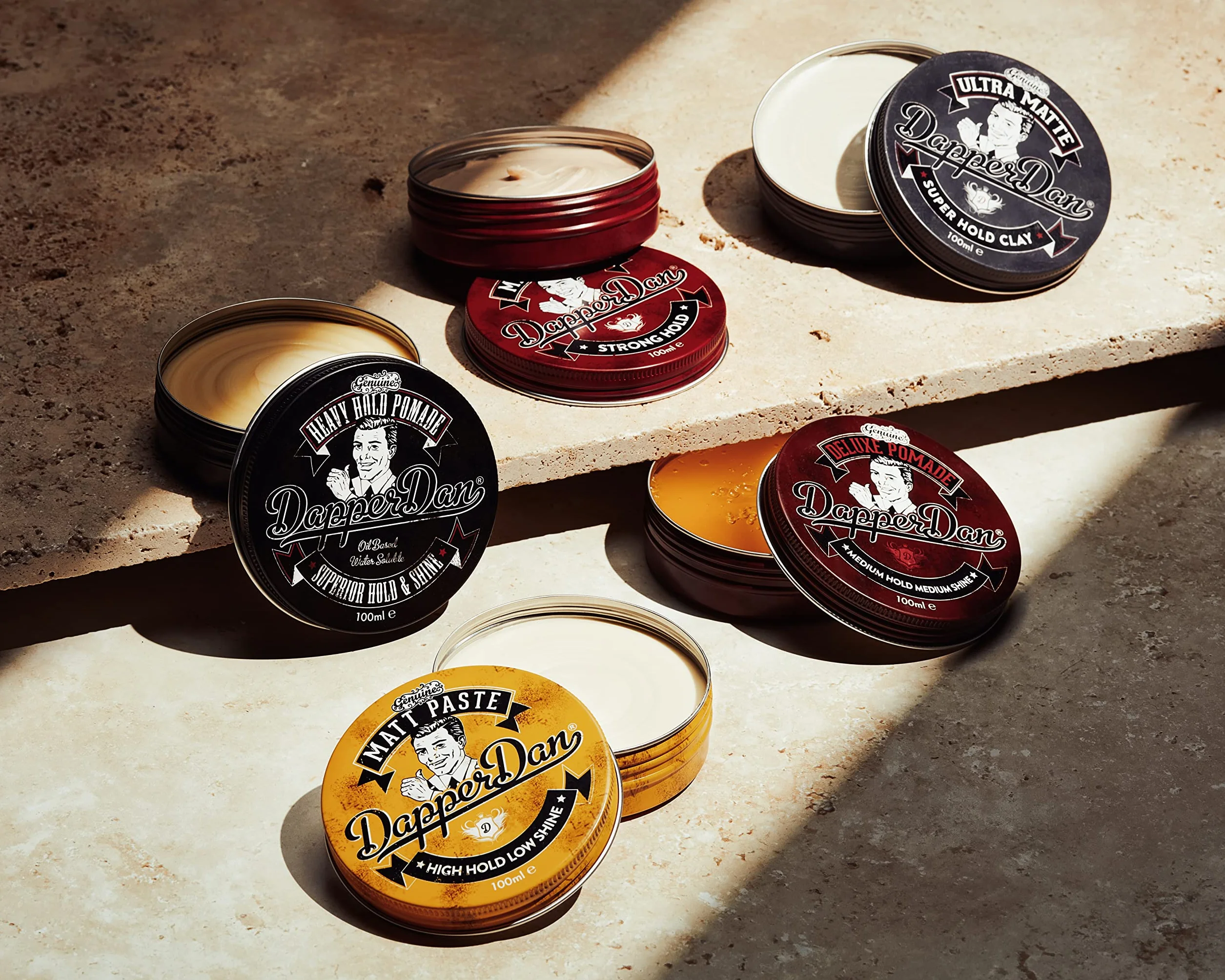 Dapper Dan Pomada Deluxe Dúo Fijación Media & Brillo Medio, Pomada para Cabello a Base de Agua, 2 x 100ml