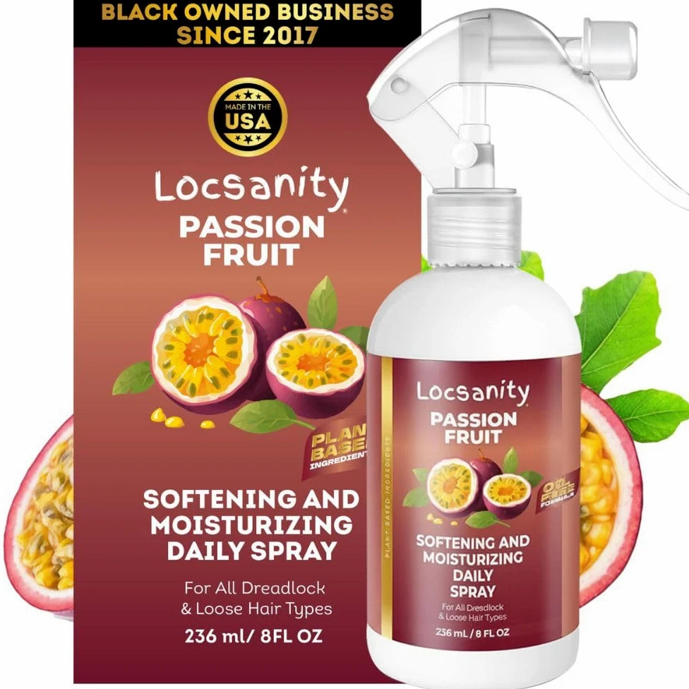 Locsanity Spray hidratante diario para rastas, hidratante para el cuero cabelludo de maracuyá, spray para rastas, spray refrescante para rastas, rastas, Sisterlock, Microlock, encrespamiento