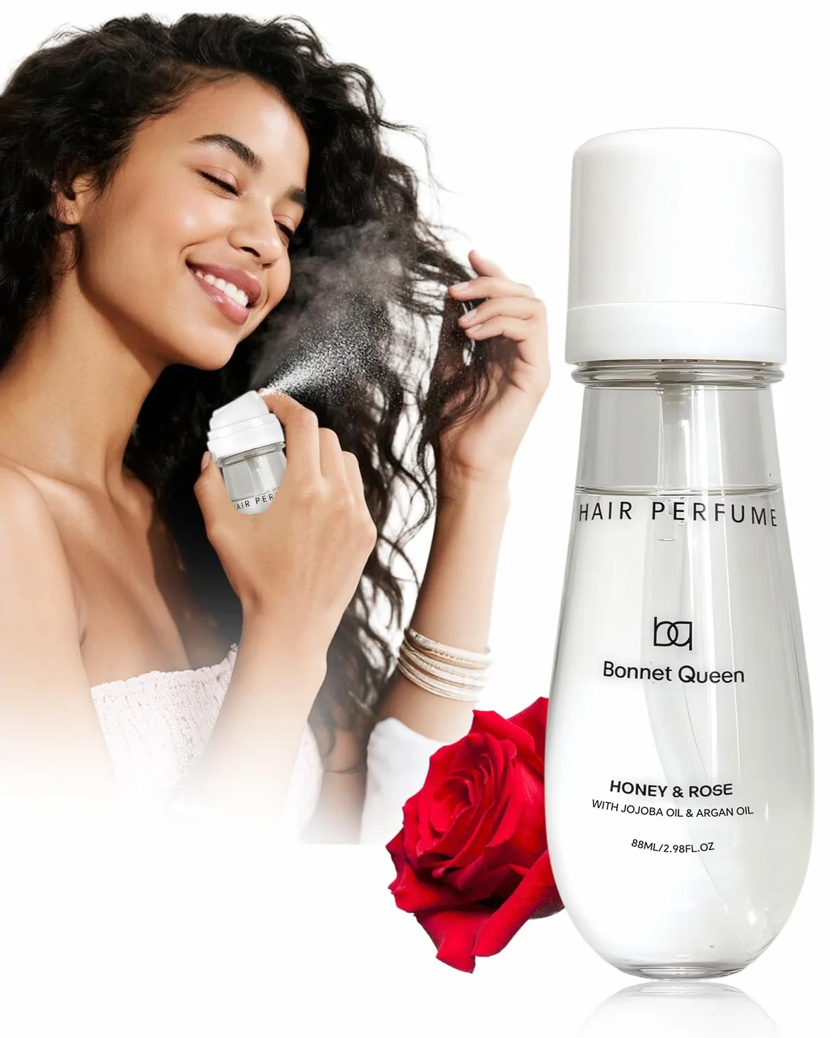 BONNET QUEEN Perfume para el Cabello Mujer, Fragancia Capilar Honey & Rose, 88ml