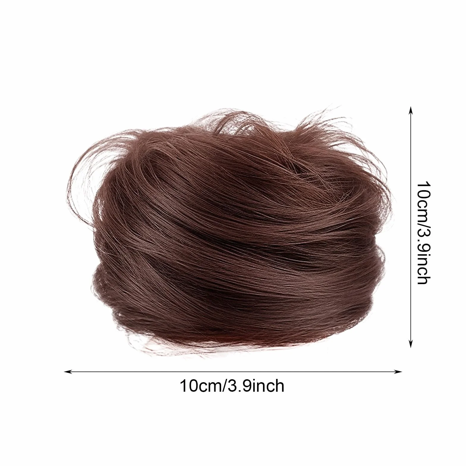 Coletero con goma para pelo moño fino falso postizo real mujeres extensiones bodas fiestas uso diario marrón oscuro