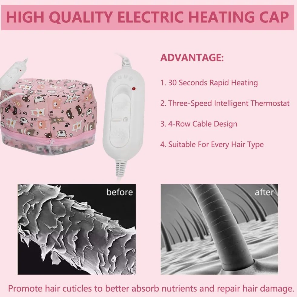 Gorro de calentamiento para el cabello con tratamiento térmico de aceite, desmontable para vaporizador