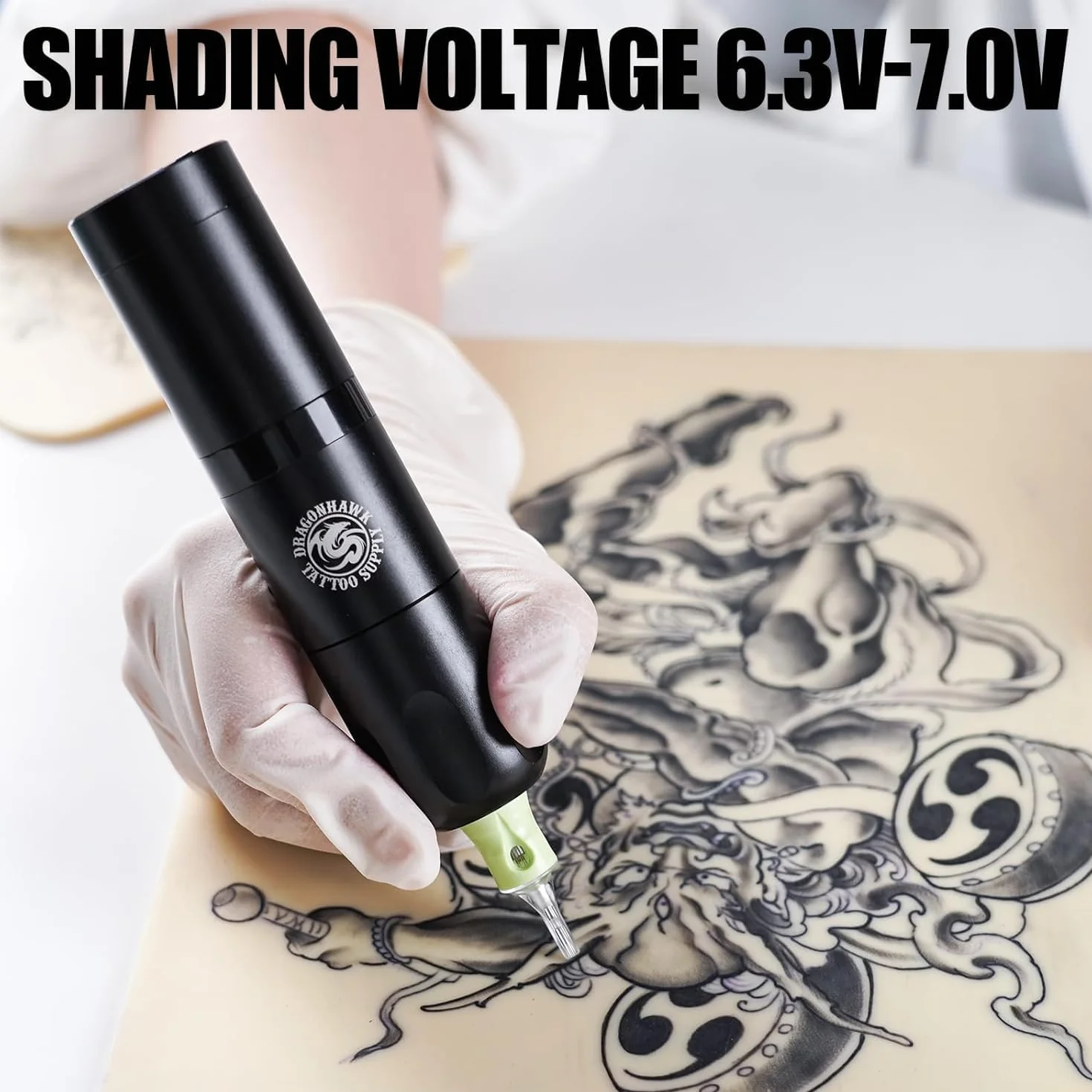 Dragonhawk kit tatuaje Completo X3 Máquina de tatuar rotativa Batería Tattoo Gun Inalámbrica Batería 1500mah agujas tatuaje de principiante