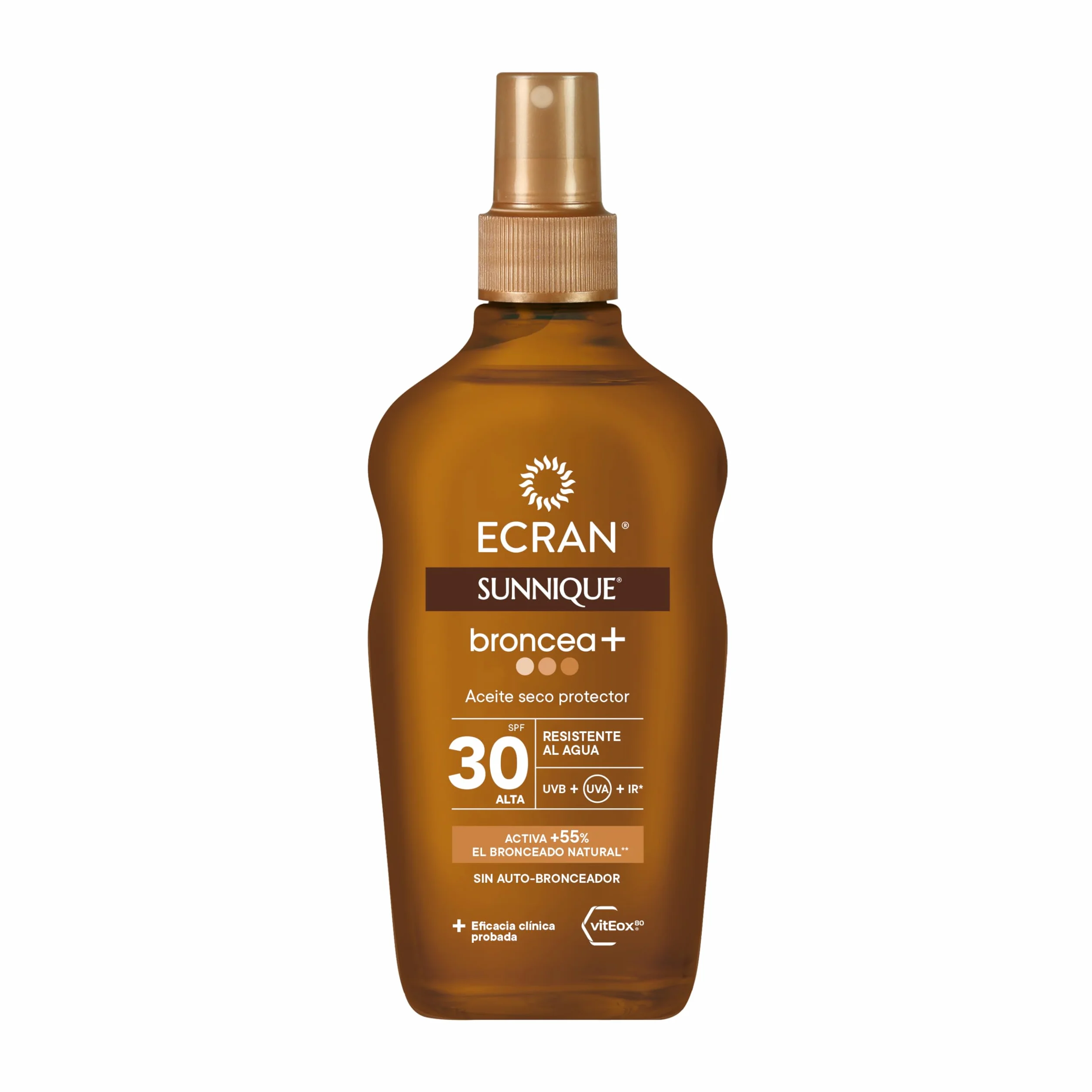Sunnique Aceite Protector Solar FPS 30 Protección Media UVB UVA PureBronze Resistente al Agua 200 ml