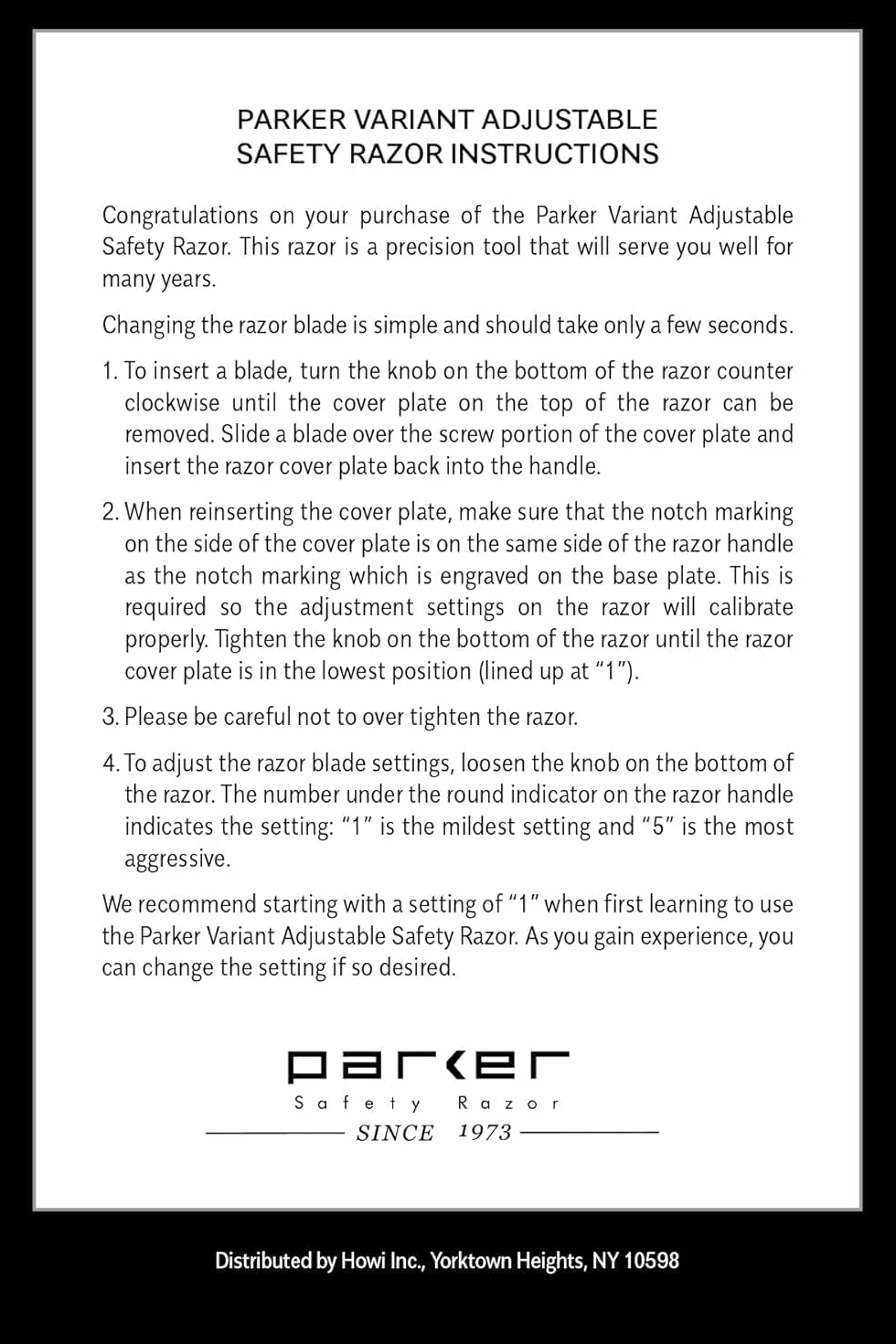 Parker Safety Razor Ajustable de Dos Filos con 5 Cuchillas Premium - Grafito Metálico
