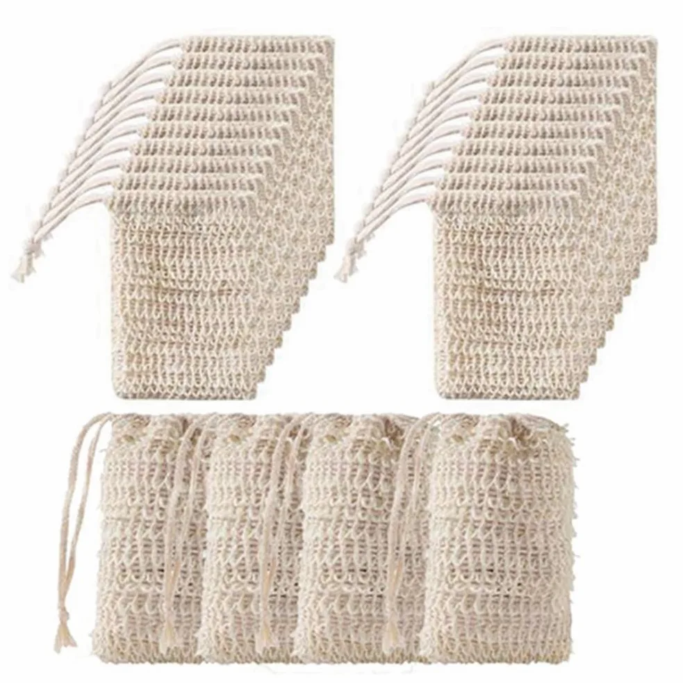 Bolsa de jabón de sisal para ducha, 250 unidades, bolsa de jabón de sisal natural, bolsa de jabón exfoliante