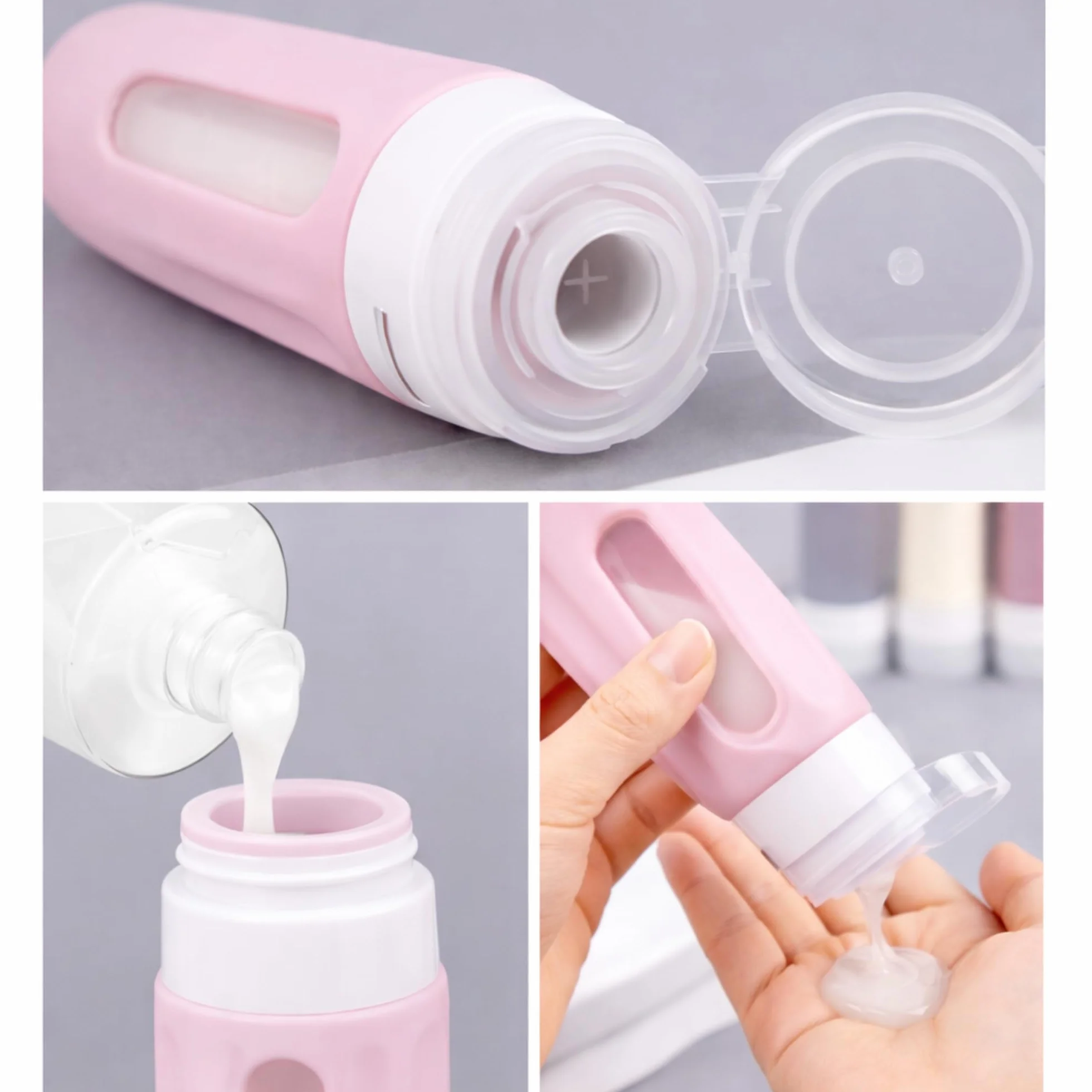 Kit de viaje Botellas rellenables de silicona suave 90ml 30ml 4 unidades resistentes sin fugas