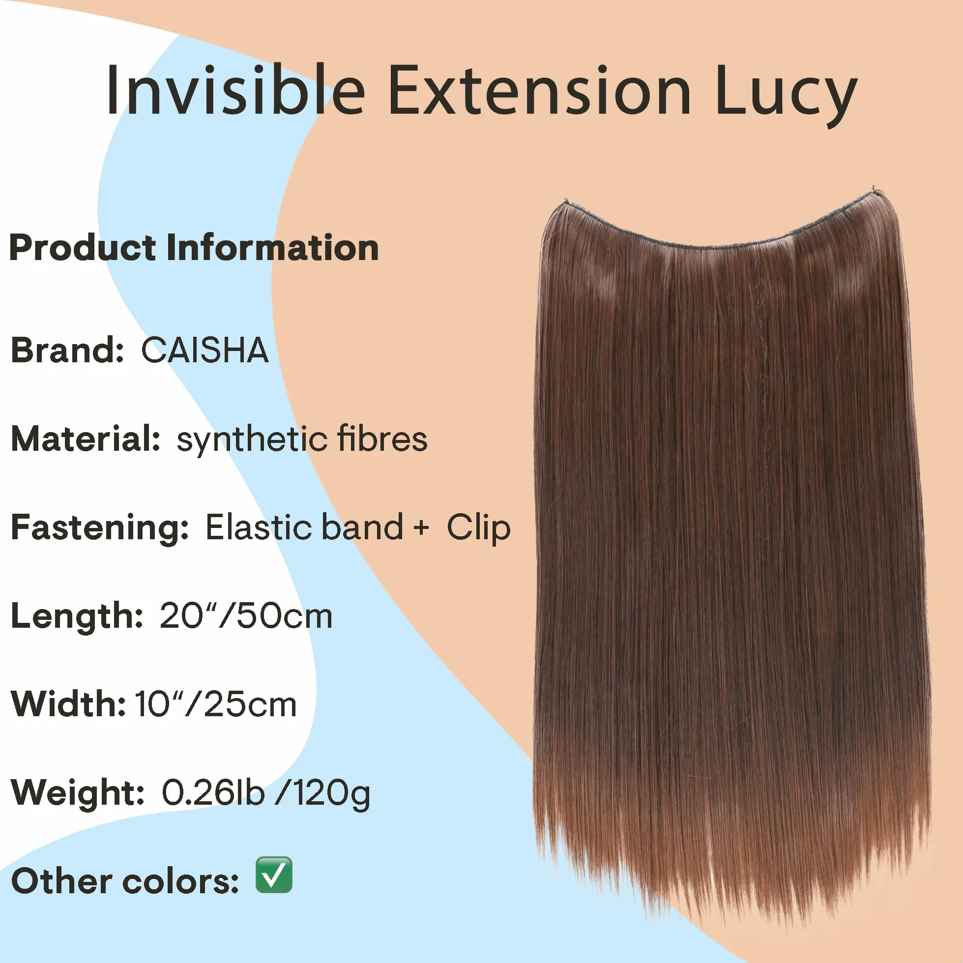 CAISHA 50cm Trama Extensión Cabello Liso Resistente Calor Mezcla Marrón E106