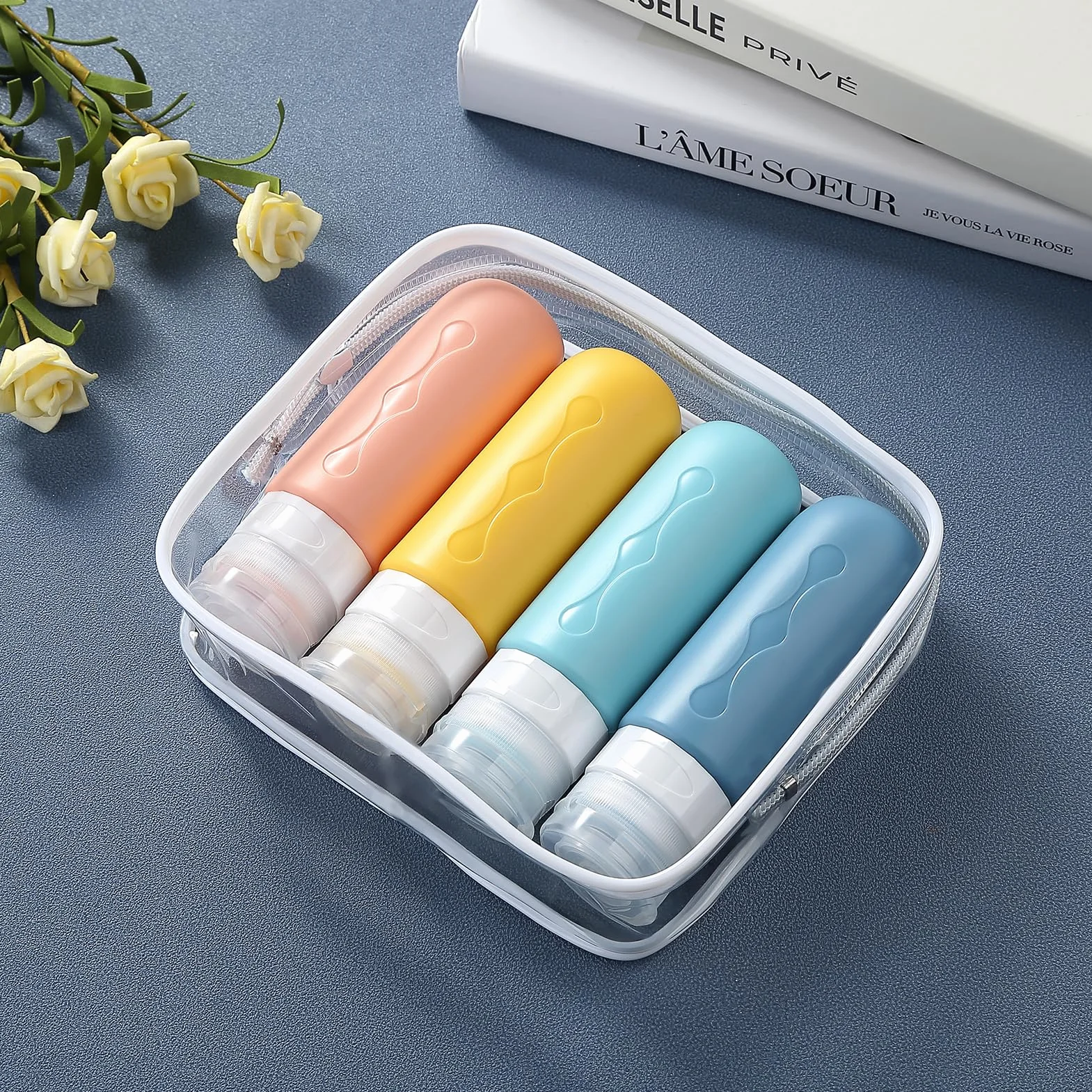 Gemice Botella de Viaje 4 Pack TSA Silicona a Prueba de Fugas 90ml para Champús Lociones
