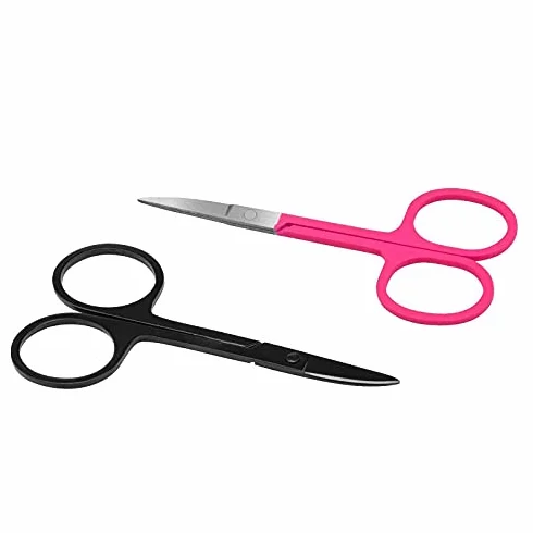 JZ Scissors 1PC Stainless Steel Small Nail Tools Eyebrow Nose Hair Scissors Cut Manicure Trimming Tweezer Makeup Beauty Tool (Color : Light Pink) (Color Titanium)