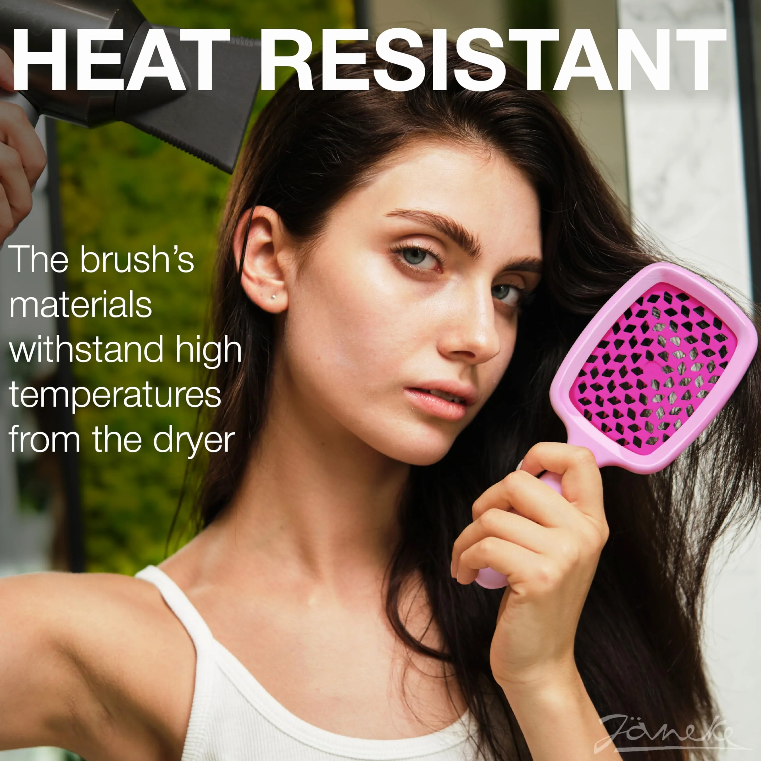 Janeke Superbrush Cepillo desenredante para cepillado suave, cerdas antiestáticas, cepillo ventilado para secar con secador, cabello rizado, grueso, ondulado y fino, lila-fucsia