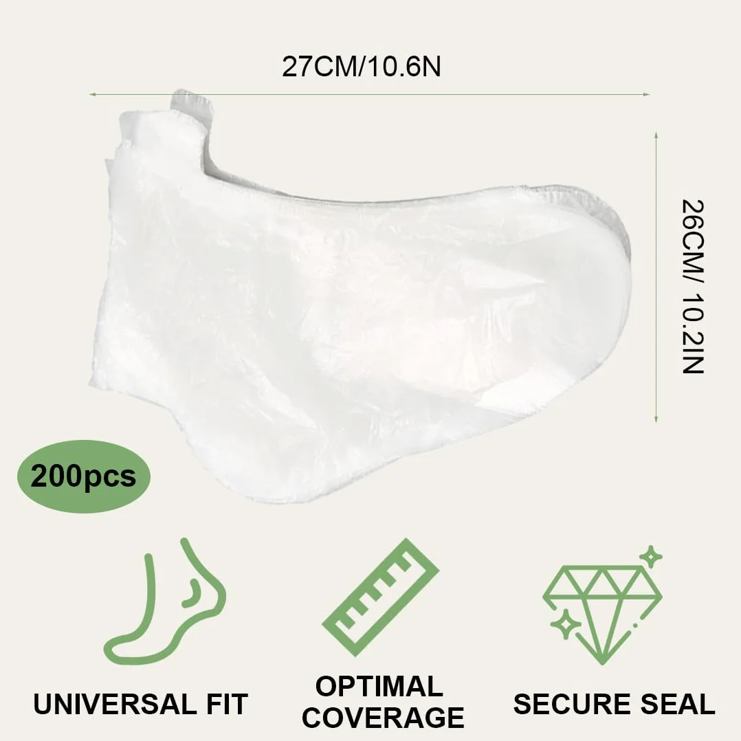 Calcetines Desechables Plástico Pedicura 200 piezas Máscara Manos Pies Baño Parafina Cera Caliente SPA