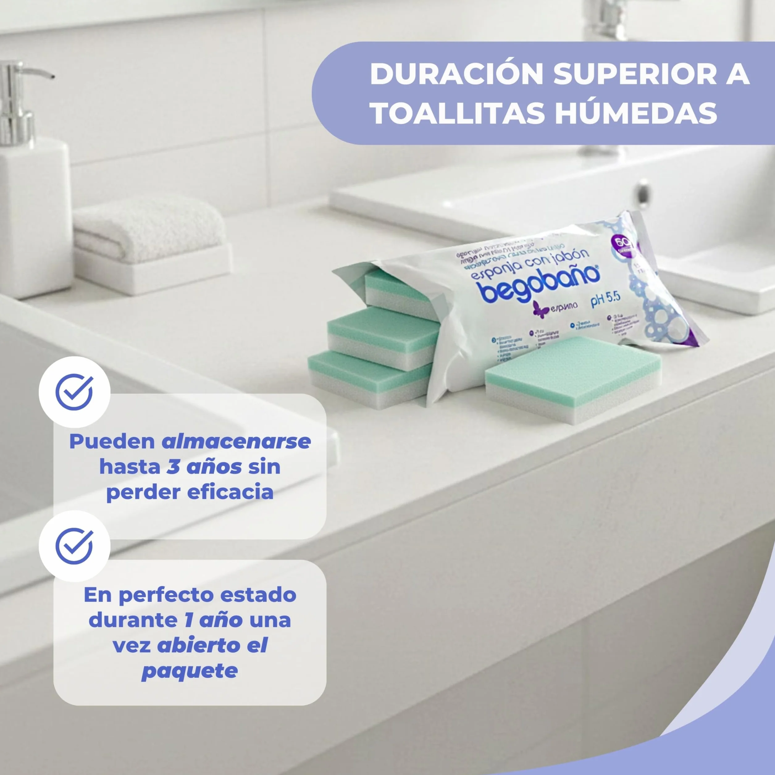 Begobaño Esponja Jabonosa Desechable 50 Unidades Hipoalergénico Gel Dermatológico