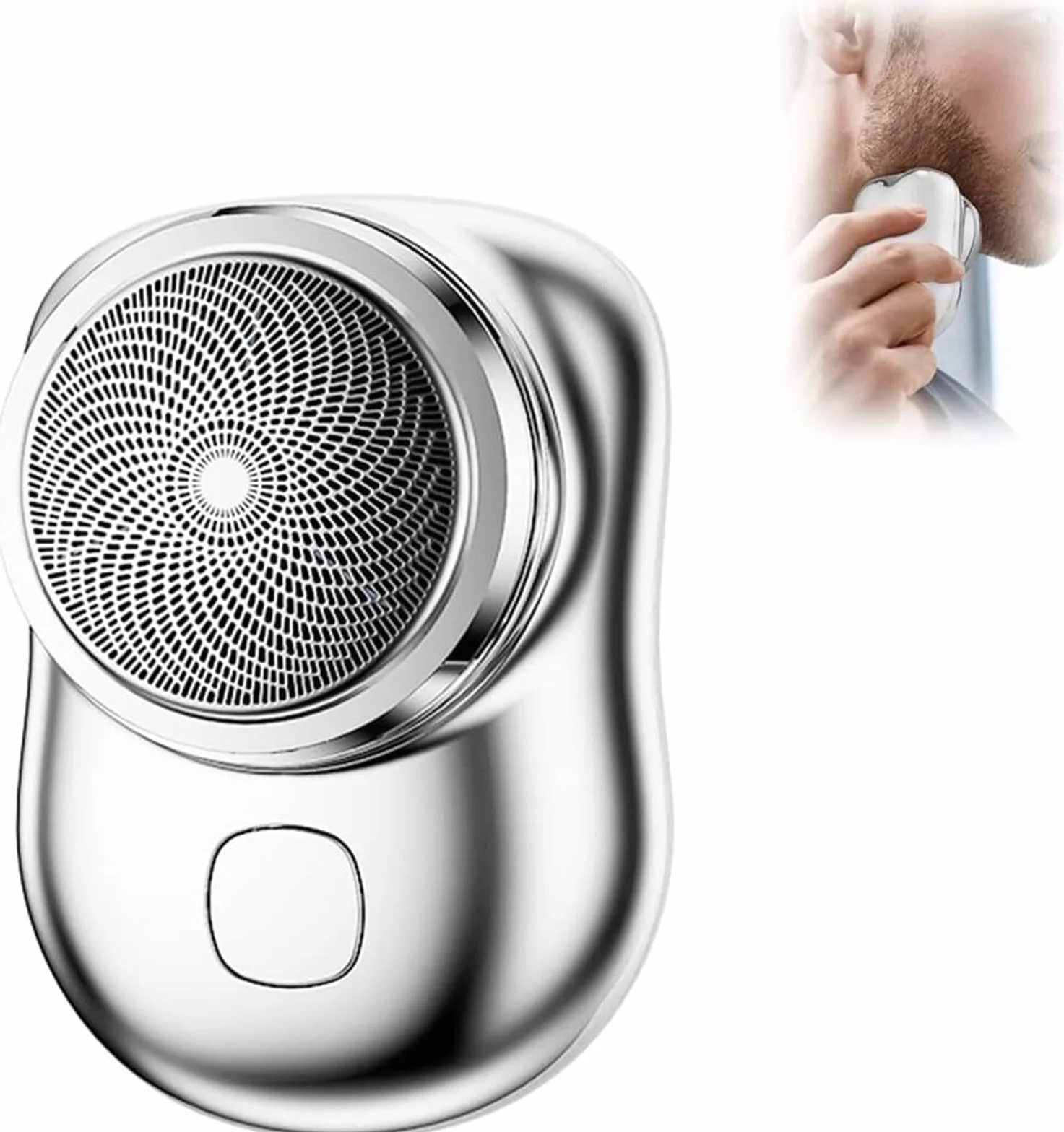 Mini afeitadora eléctrica lavable húmeda y seca portátil de bolsillo Silver