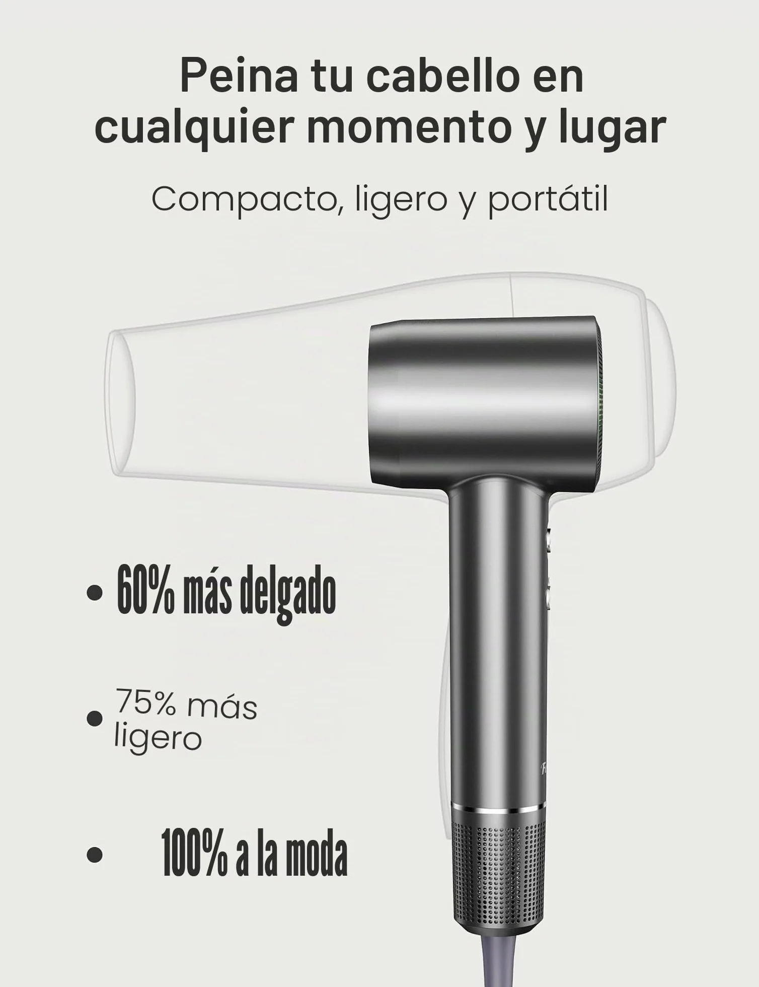 Secador Pelo, con 11.0000 RPM Motor Sin Escobillas para Secado Rápido, 200 Millones Profesional Ionico secador de pelo, Bajo Ruido Secador Pelo para Viaje en Casa, Negro
