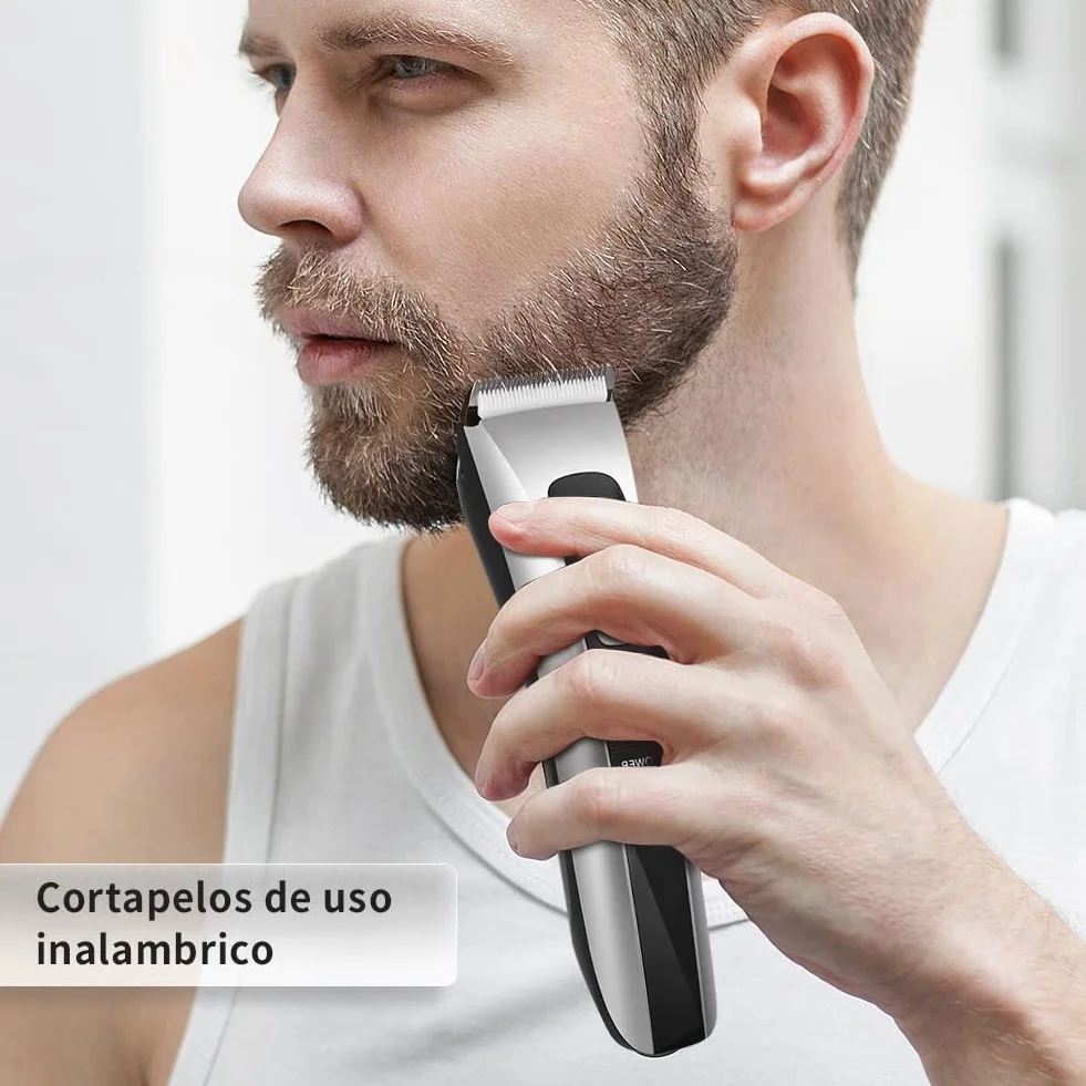 Cortapelos Inalámbrico Hombre, Máquina Cortar Pelo Profesional, Cuchilla Cerámica Titanio Ajustable, 8 Peines, 150 min Autonomía