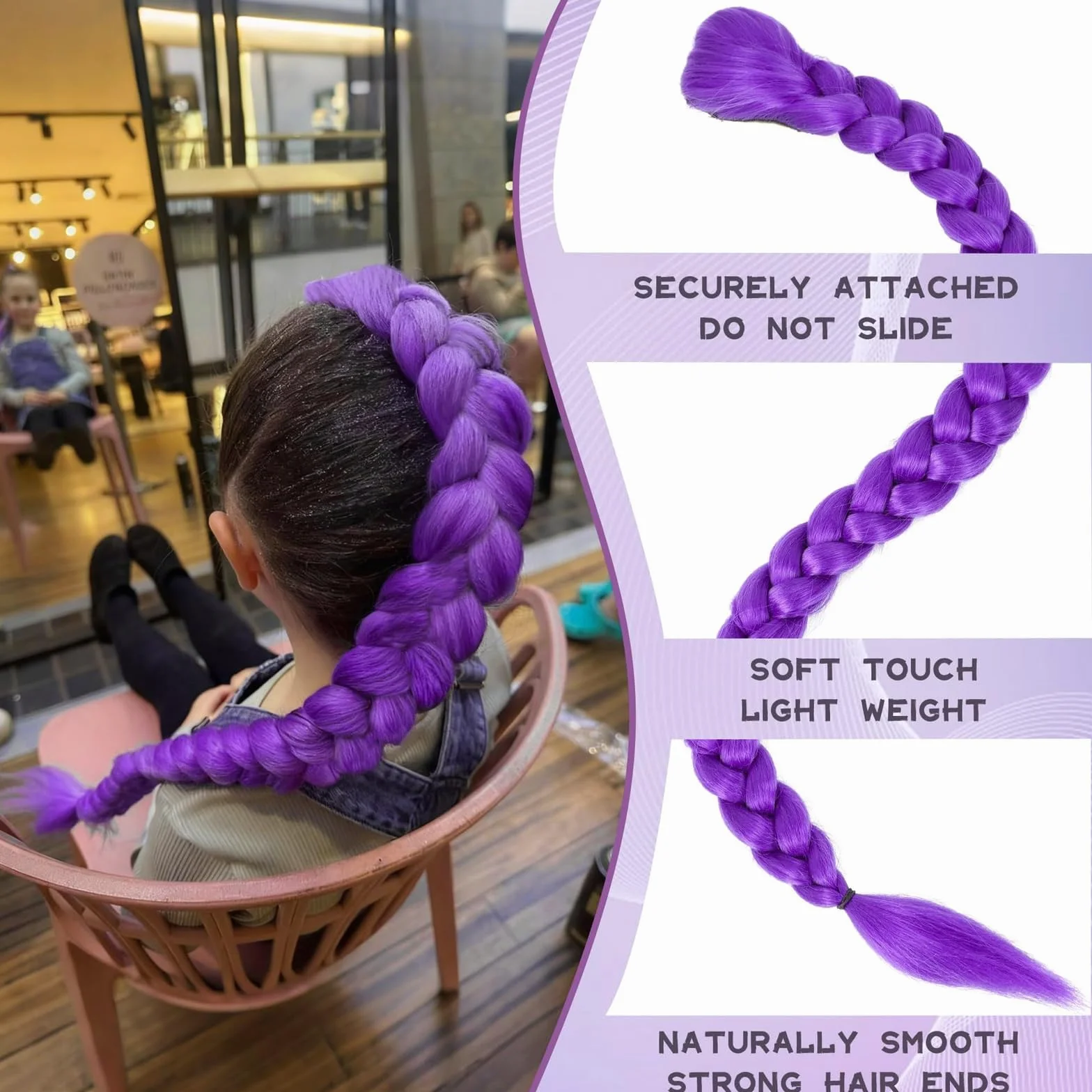 Trenzado Cabello Pre-estirado 26" Extensiones de Pelo Púrpura Jumbo para Trenzas Africanas