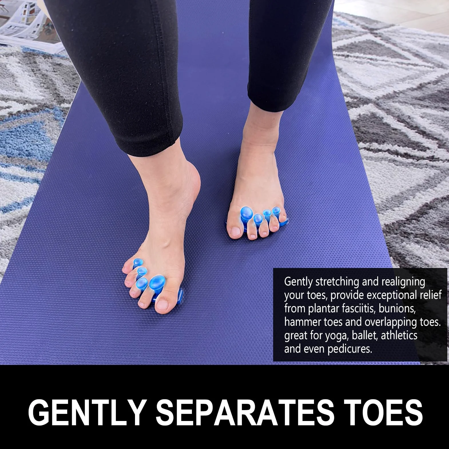 Separadores de dedos y estirador, espaciadores de dedos de gel, corrigen los juanetes y restauran los dedos de los pies a su forma original, para hombres y mujeres, paquete de 3 (1 par