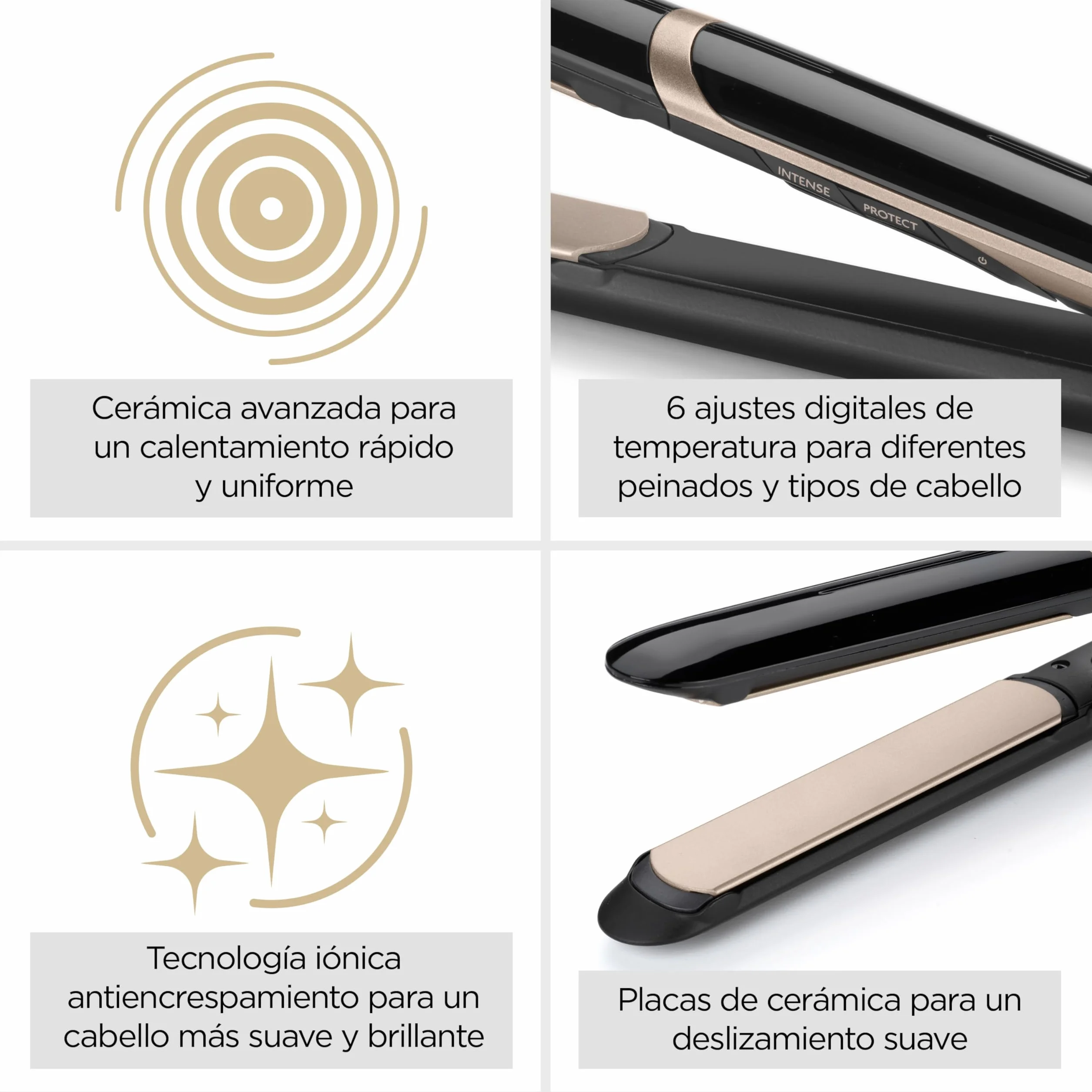 BaByliss Plancha de Pelo Super Smooth ST393E - Tecnología iónica anti frizz, Placas de cerámica, 140-235°C