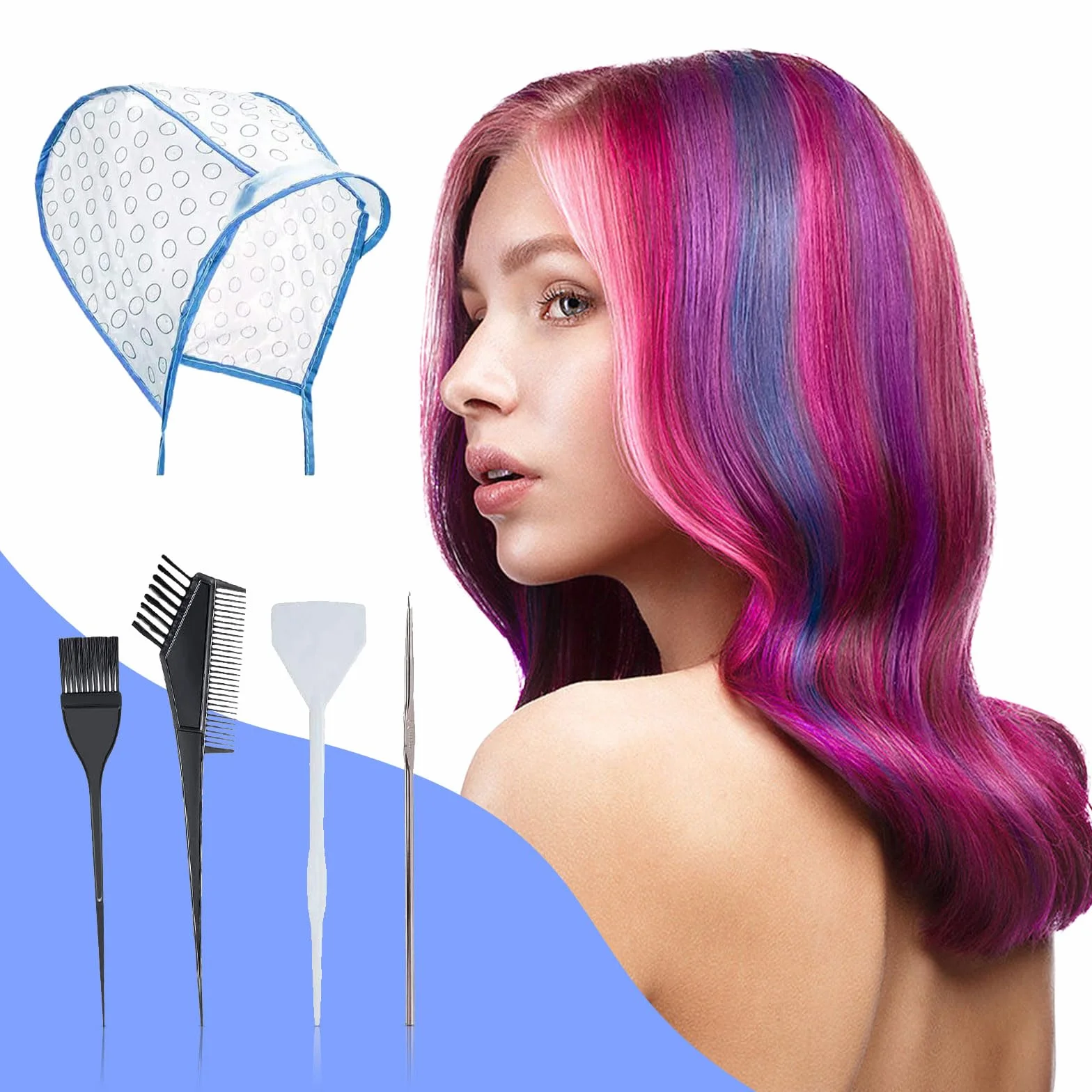 SKHAOVS 15 Piezas Gorro de Tinte Kit Mechas Peluquería Sombrero Coloración para Salón